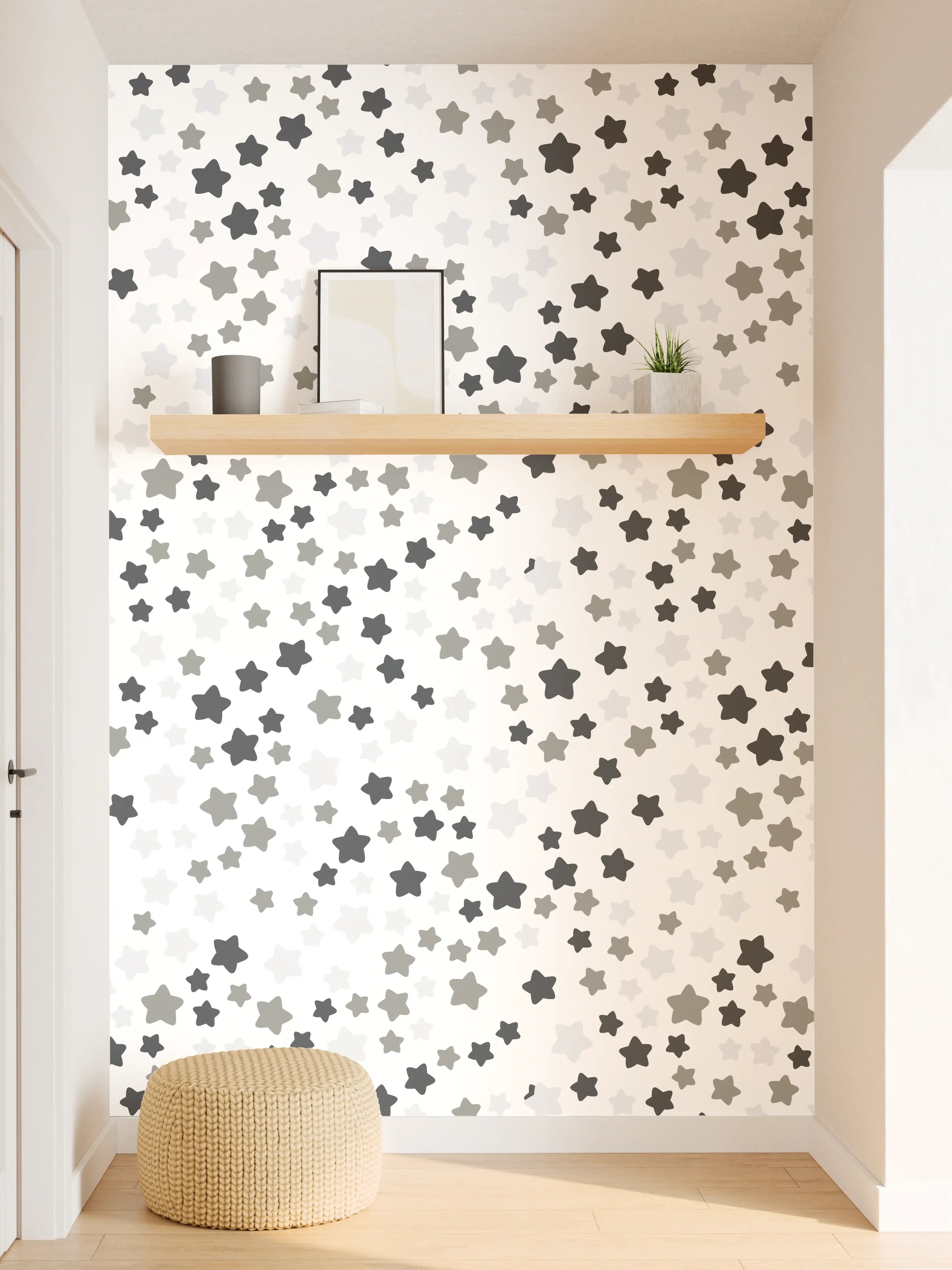 Wandverkleidung Flur - Heller Sternen-Hintergrund mit weißen und schwarzen Sternen