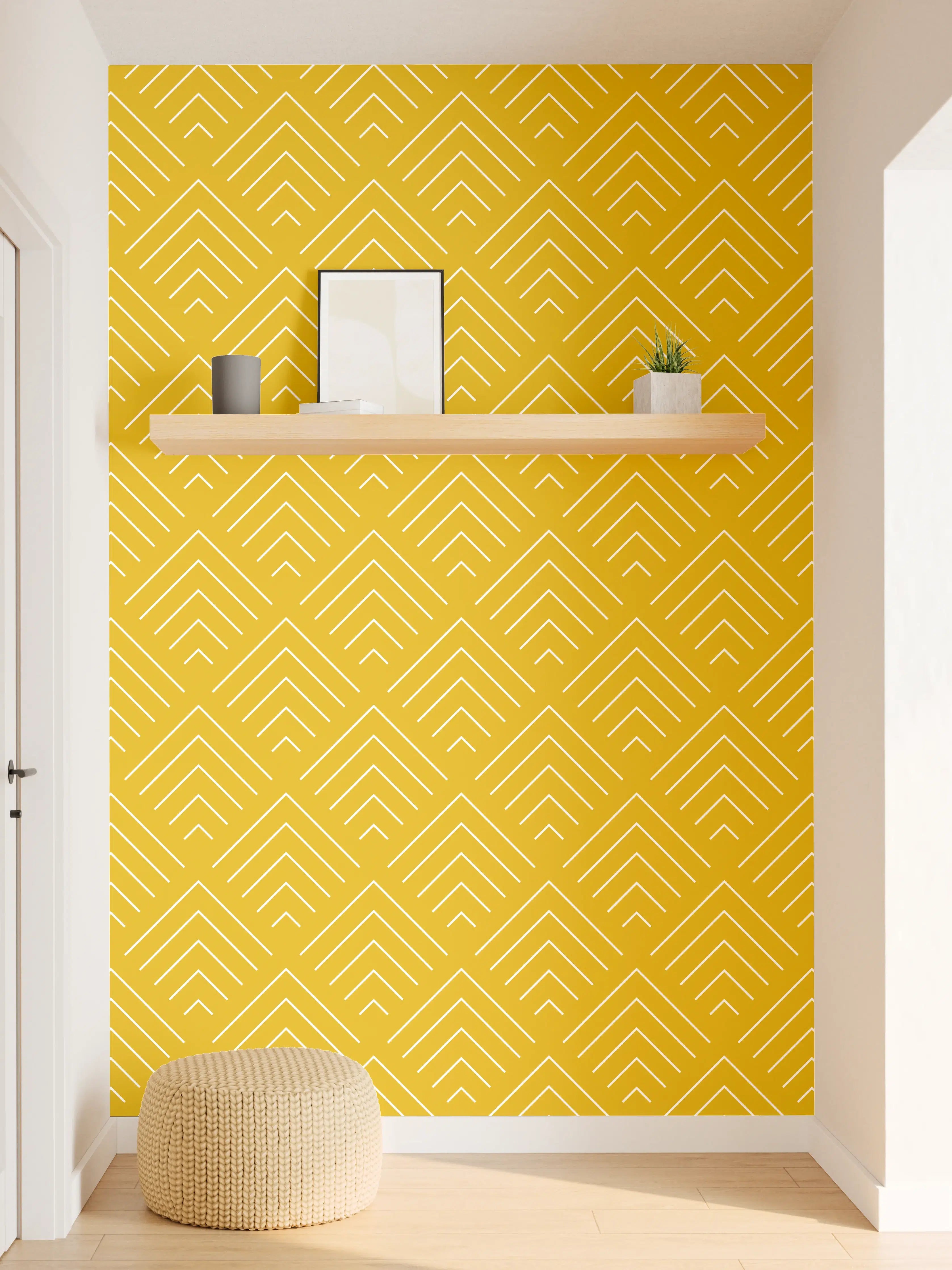 Wandverkleidung Flur - Heller gelber geometrischer Musterhintergrund