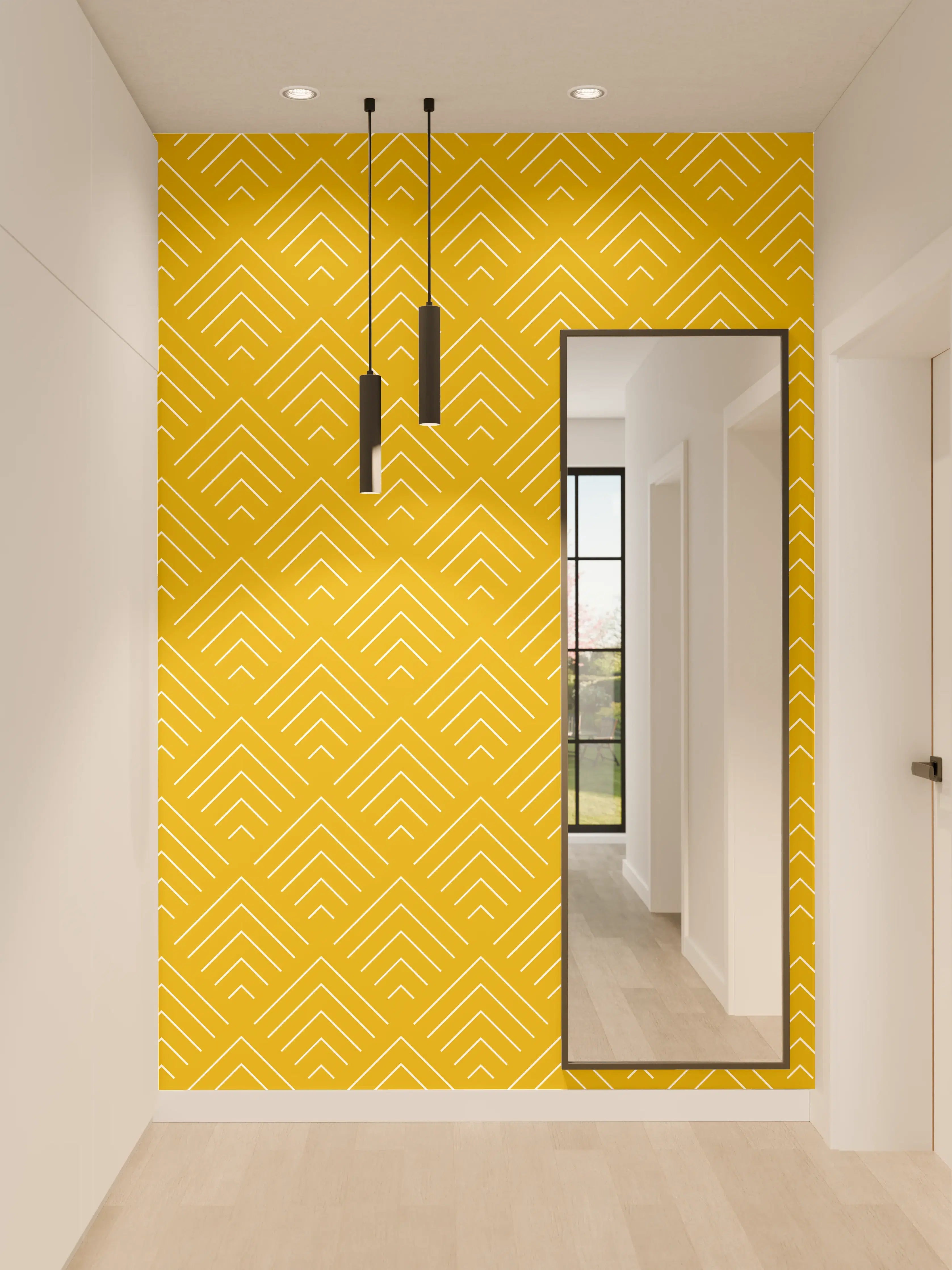 Wandverkleidung Flur - Heller gelber geometrischer Musterhintergrund