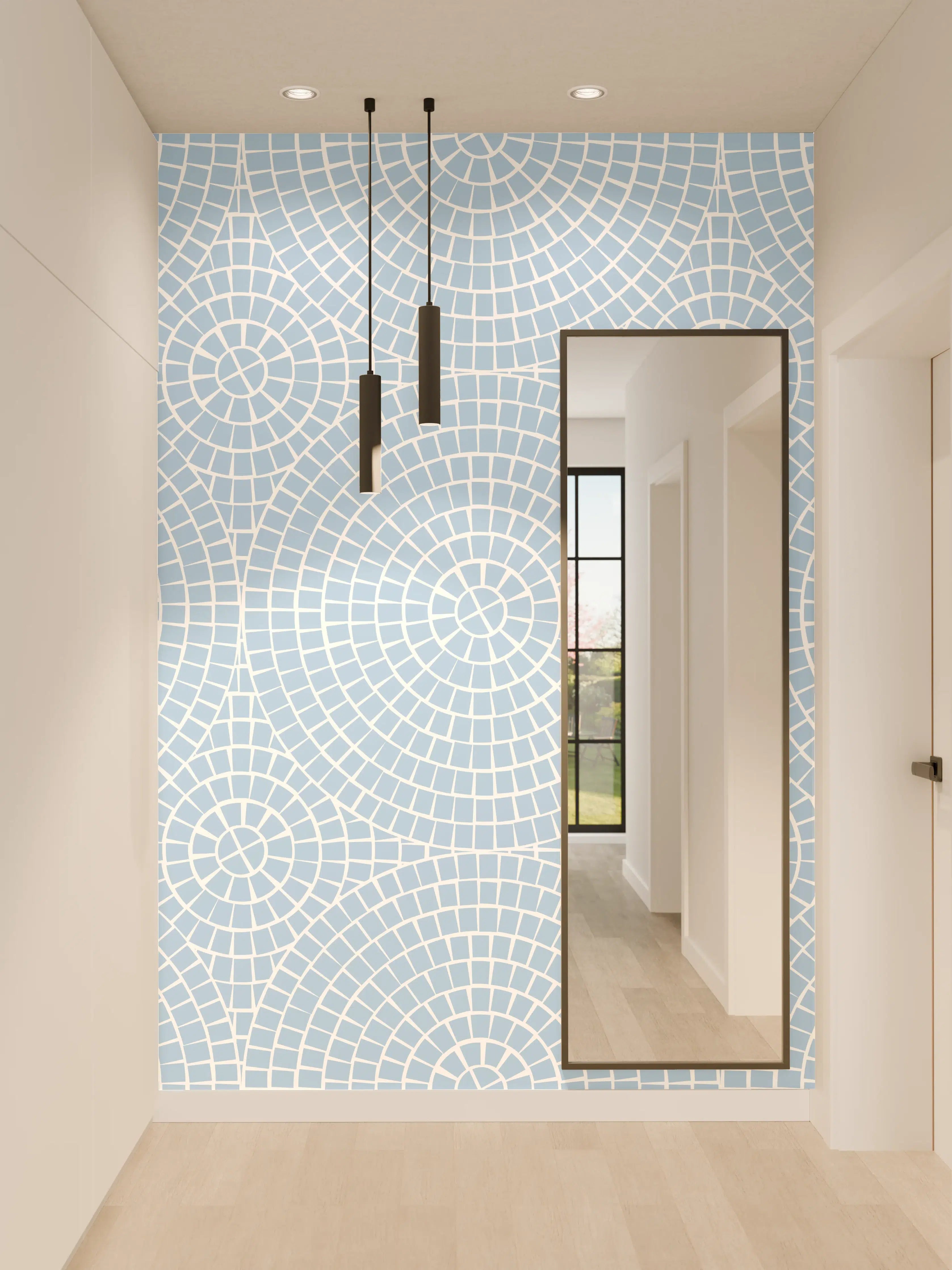 Wandverkleidung Flur - Heller geometrischer Hintergrund in Blau