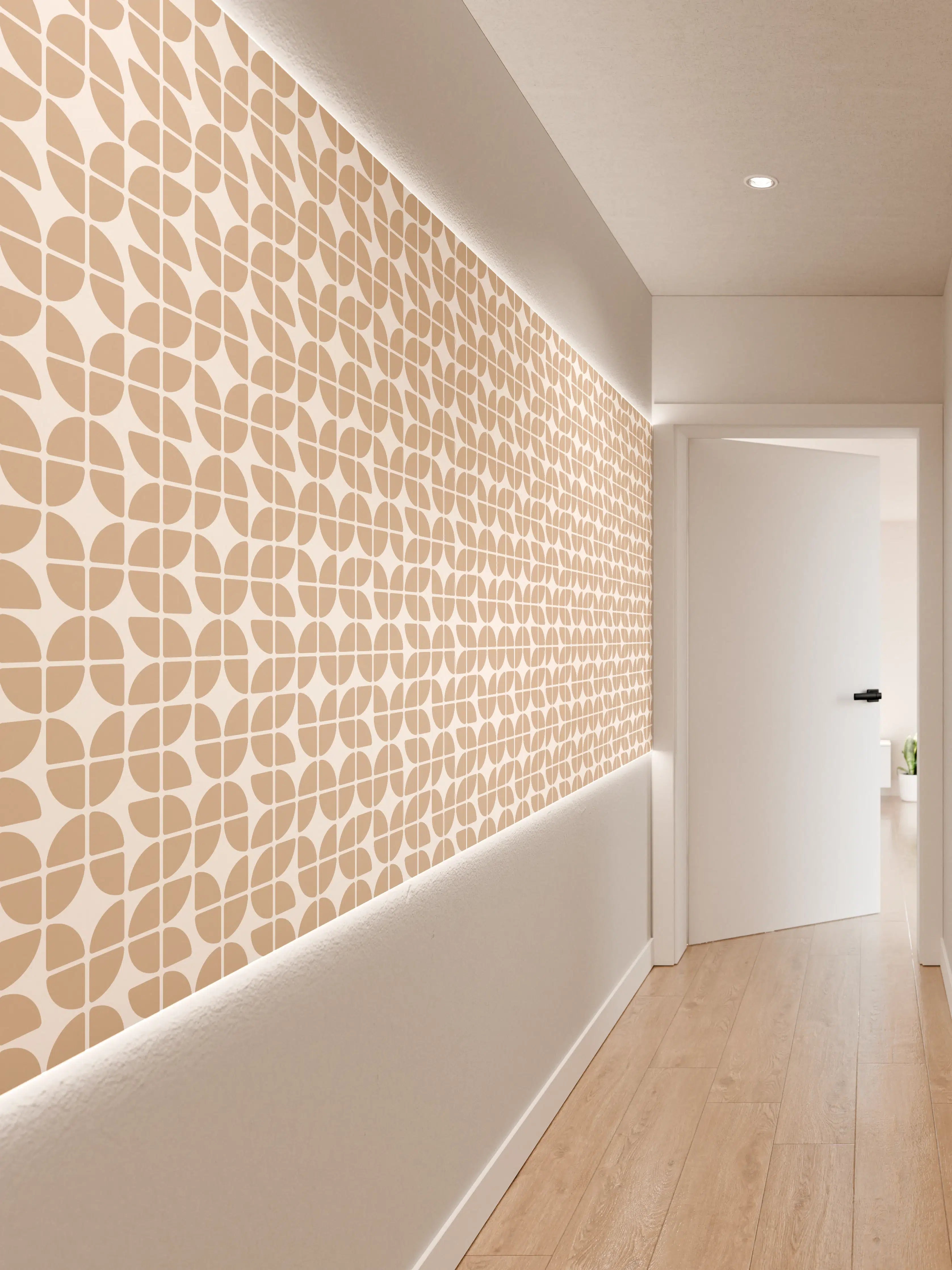 Wandverkleidung Flur - Heller, geometrischer Fliesenmuster