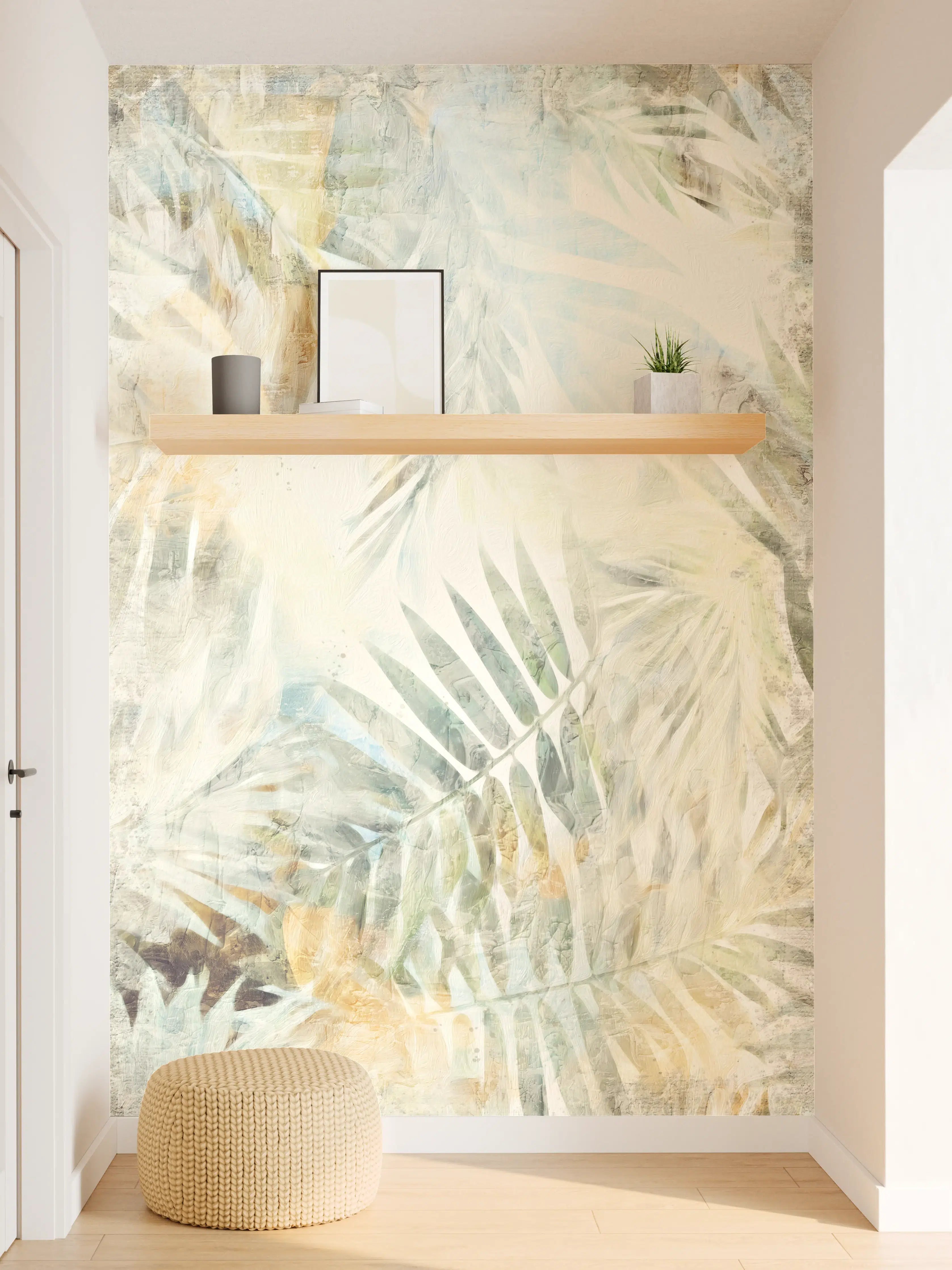 Wandverkleidung Flur - Heller, luftiger Dschungel-Print
