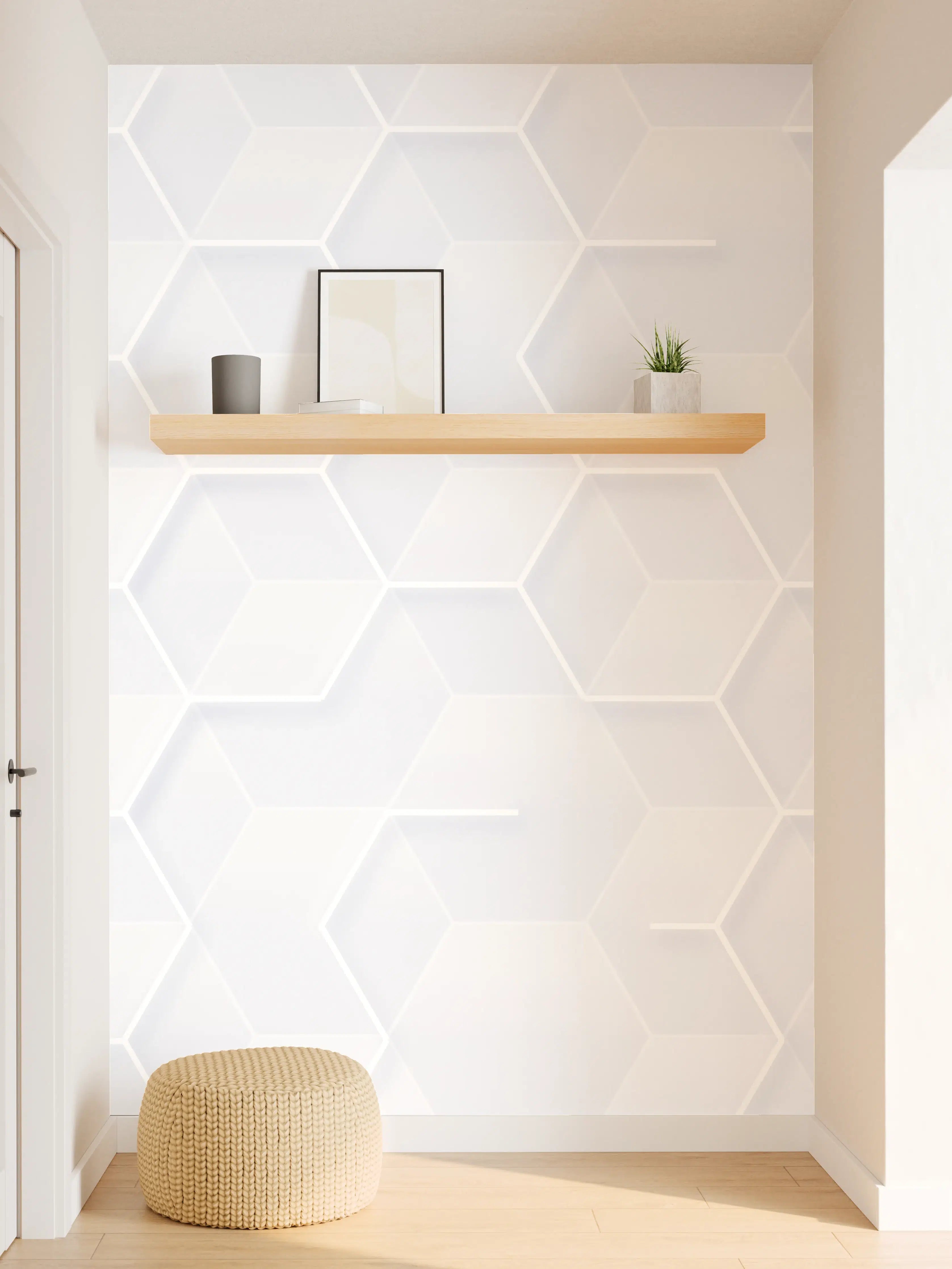 Wandverkleidung Flur - Helles Hexagon-Muster im Hintergrund