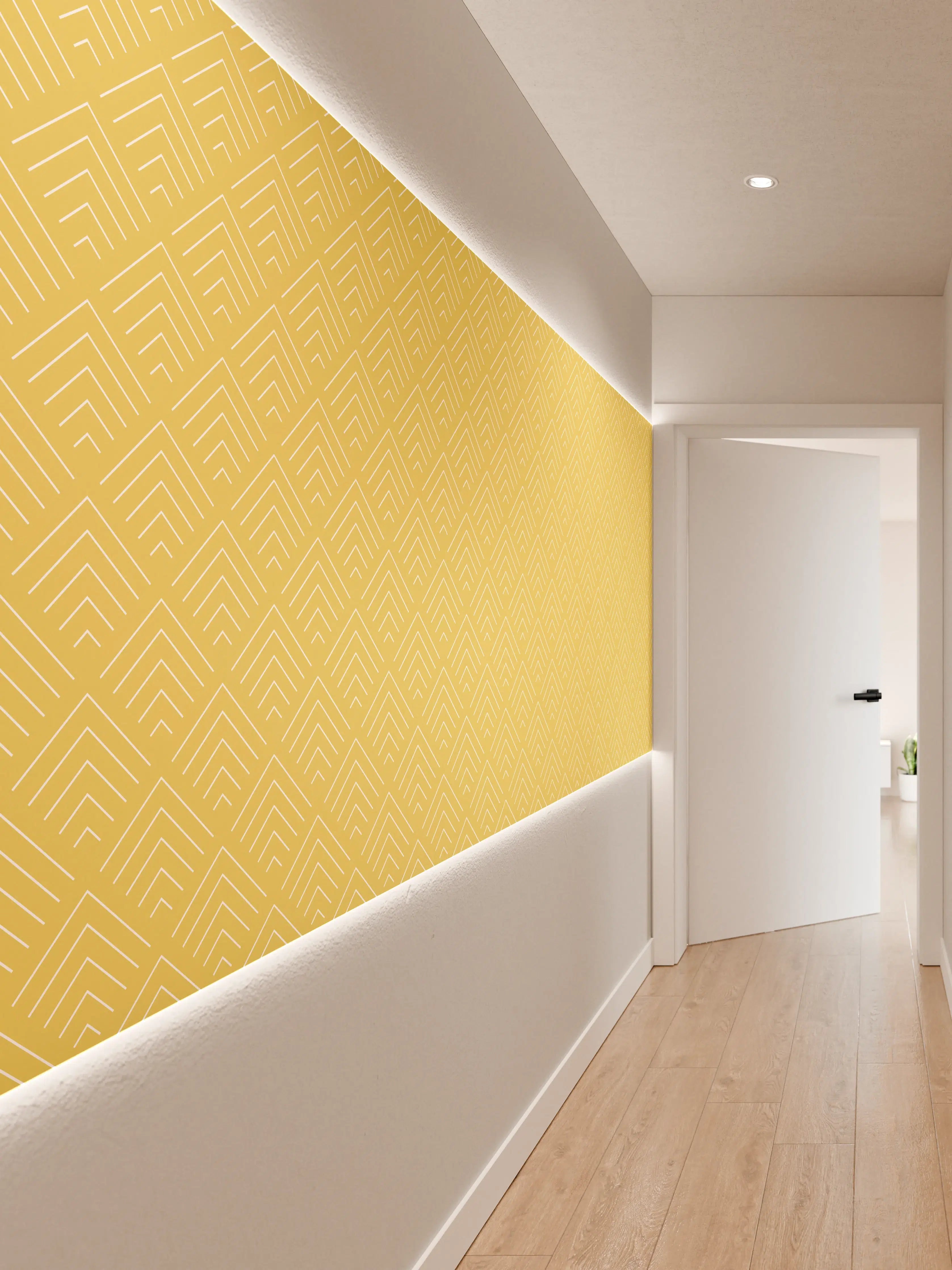 Wandverkleidung Flur - Helles Muster in Gelbtönen
