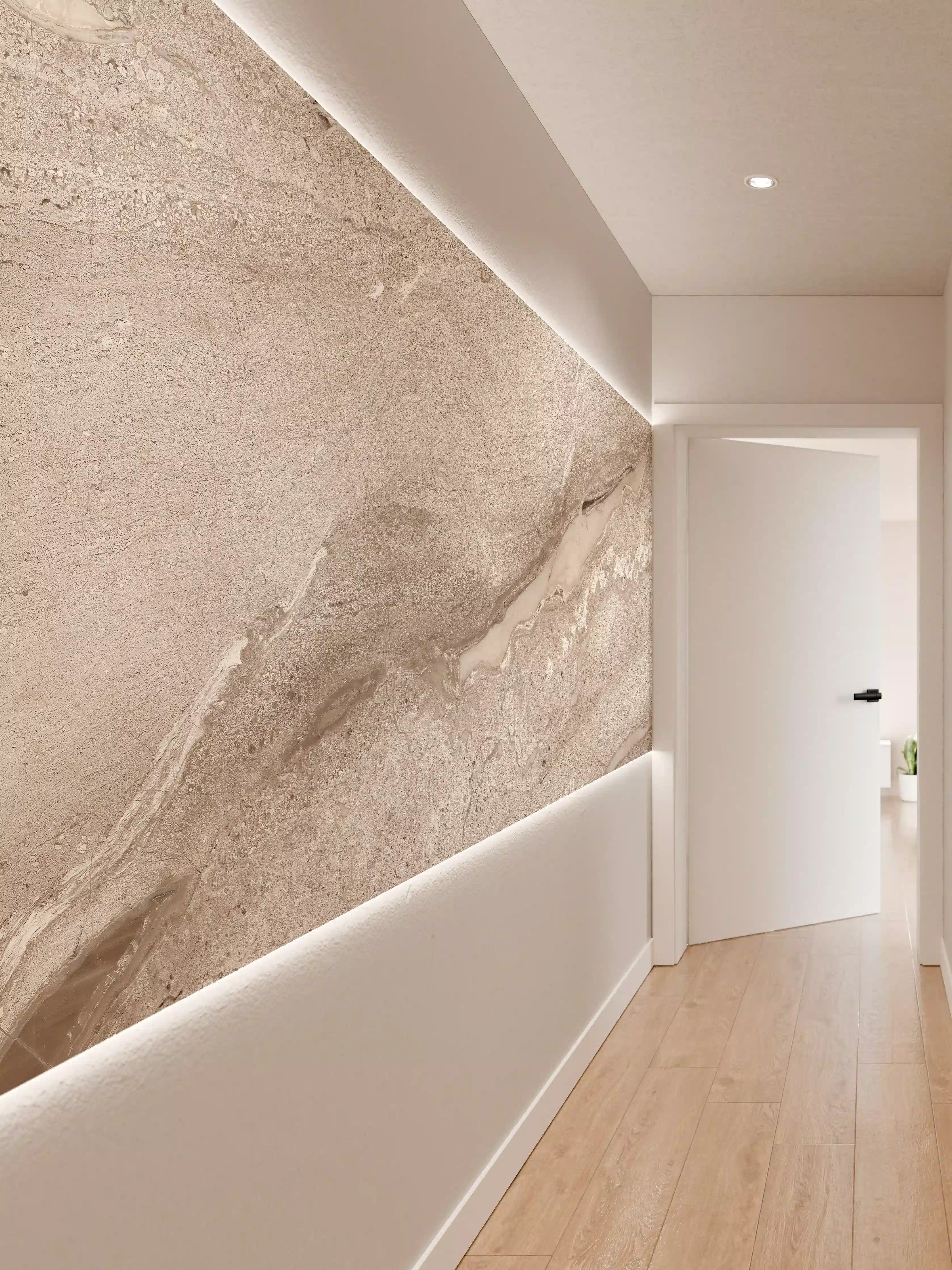 Wandverkleidung Flur - Helles Steindesign mit natürlichen Mustern