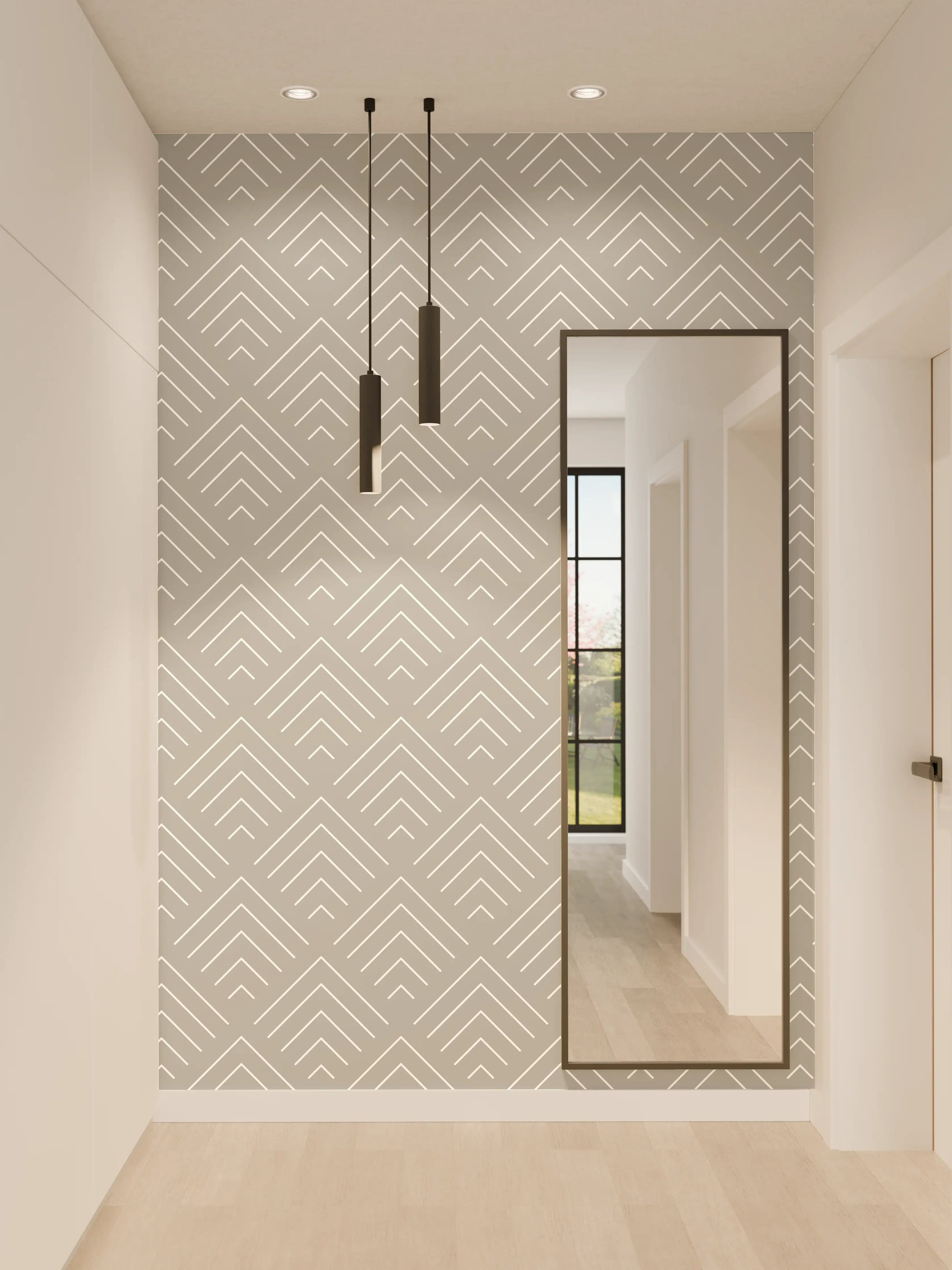 Wandverkleidung Flur - Helles geometrisches Muster in neutralen Tönen