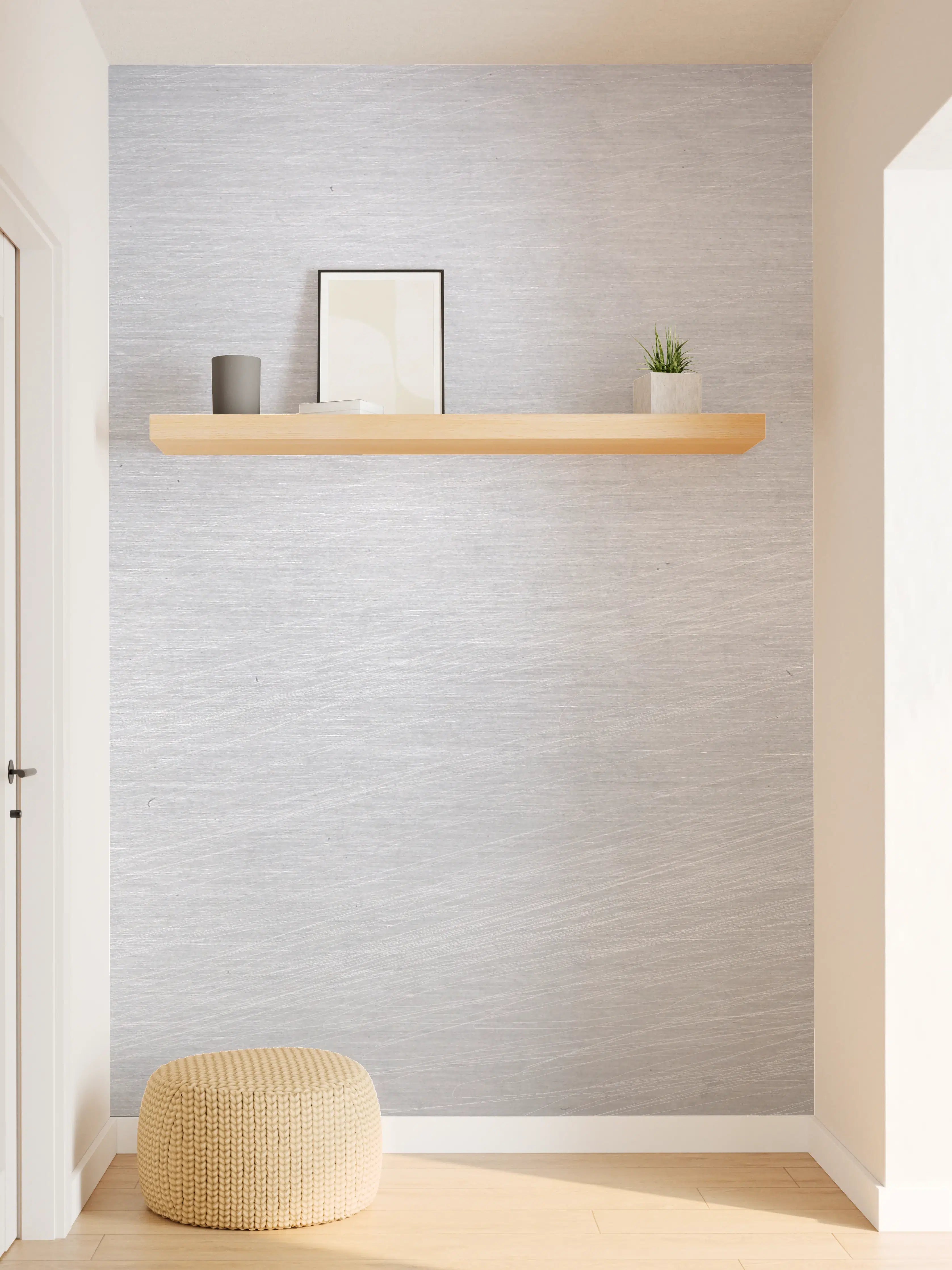 Wandverkleidung Flur - Helles silbernes Metallbild