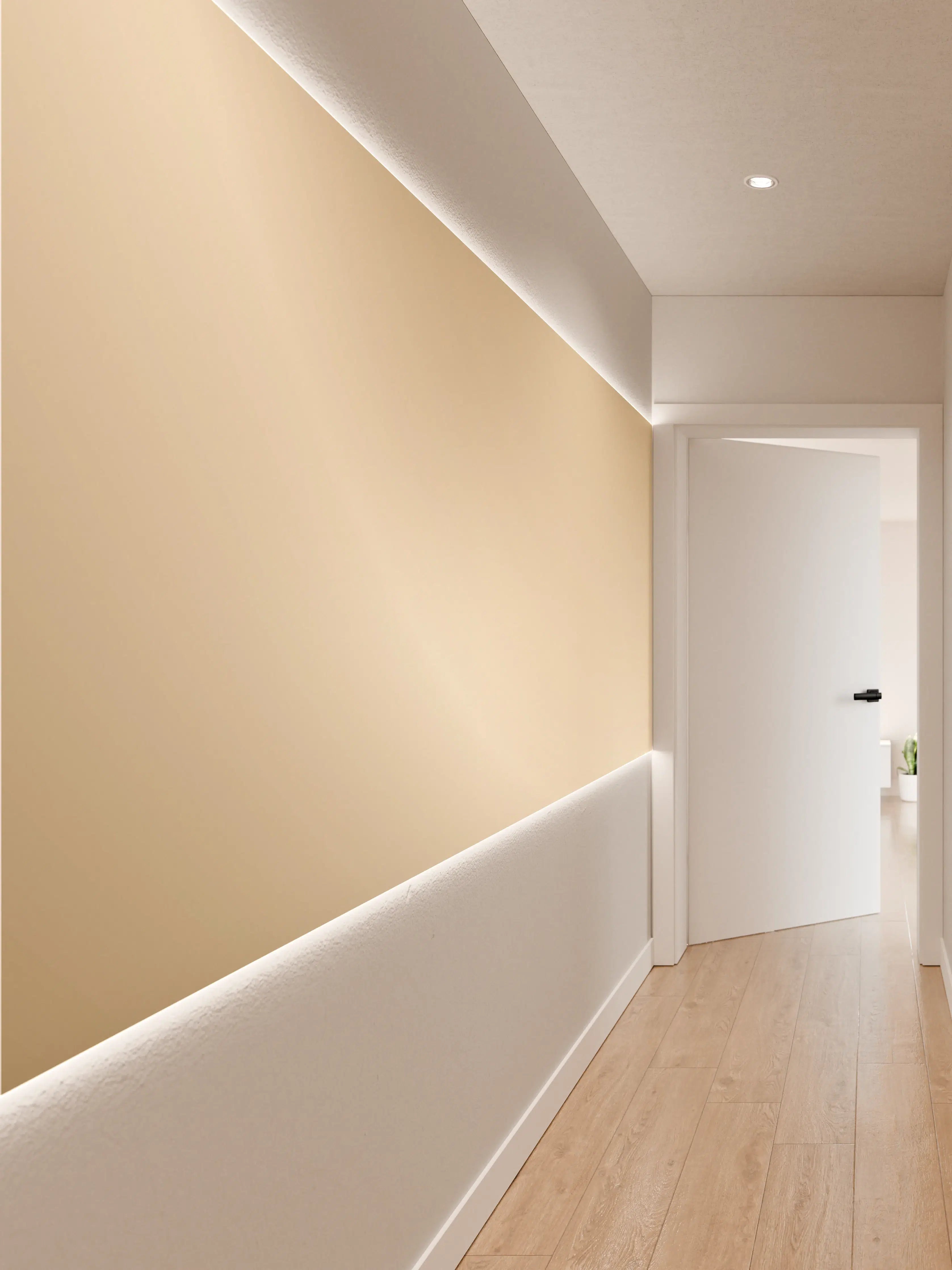 Wandverkleidung Flur - Helles, elegantes Design in Gold- und Beigetönen