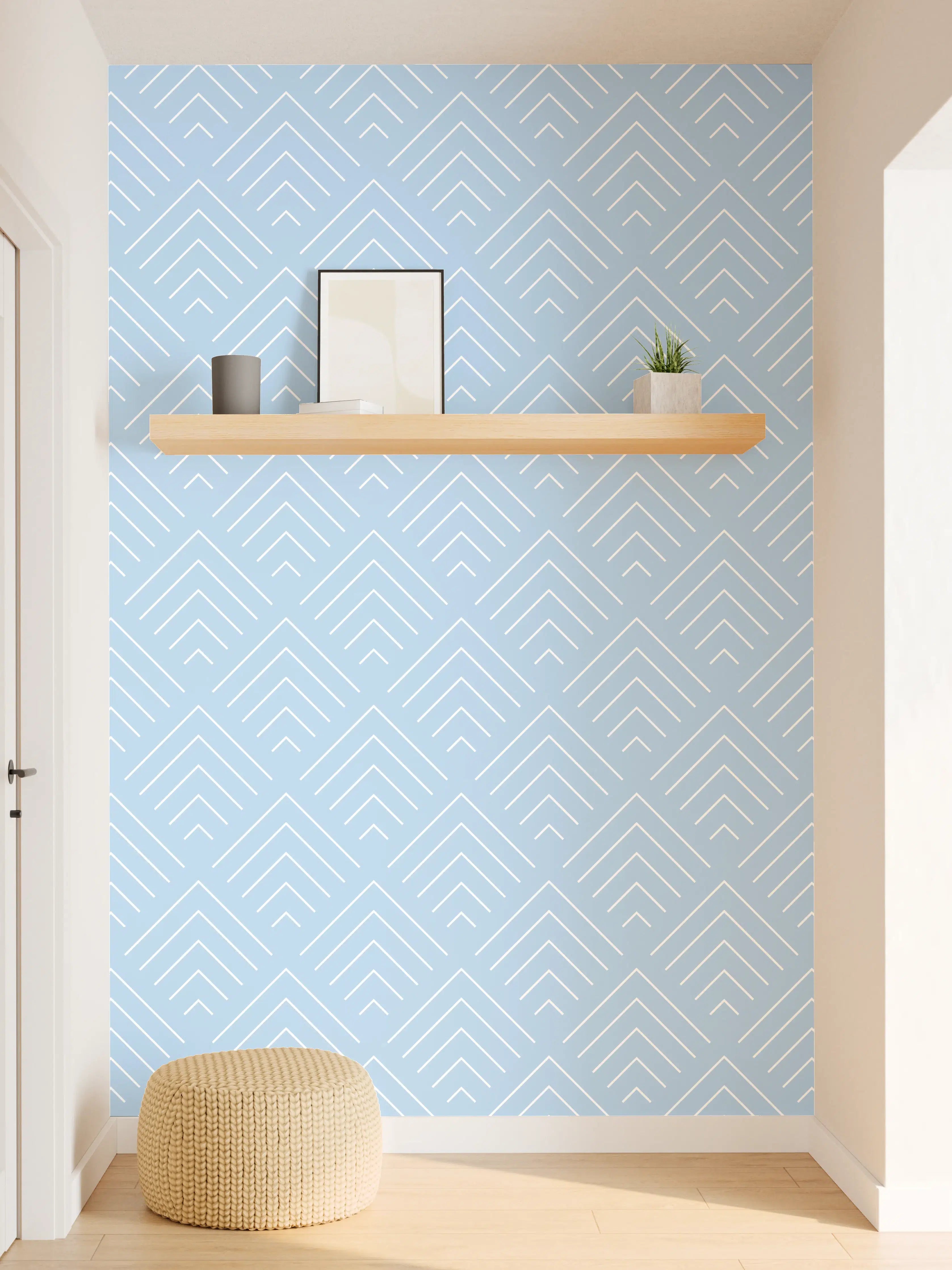 Wandverkleidung Flur - Helles, elegantes Muster in Blau und Grau