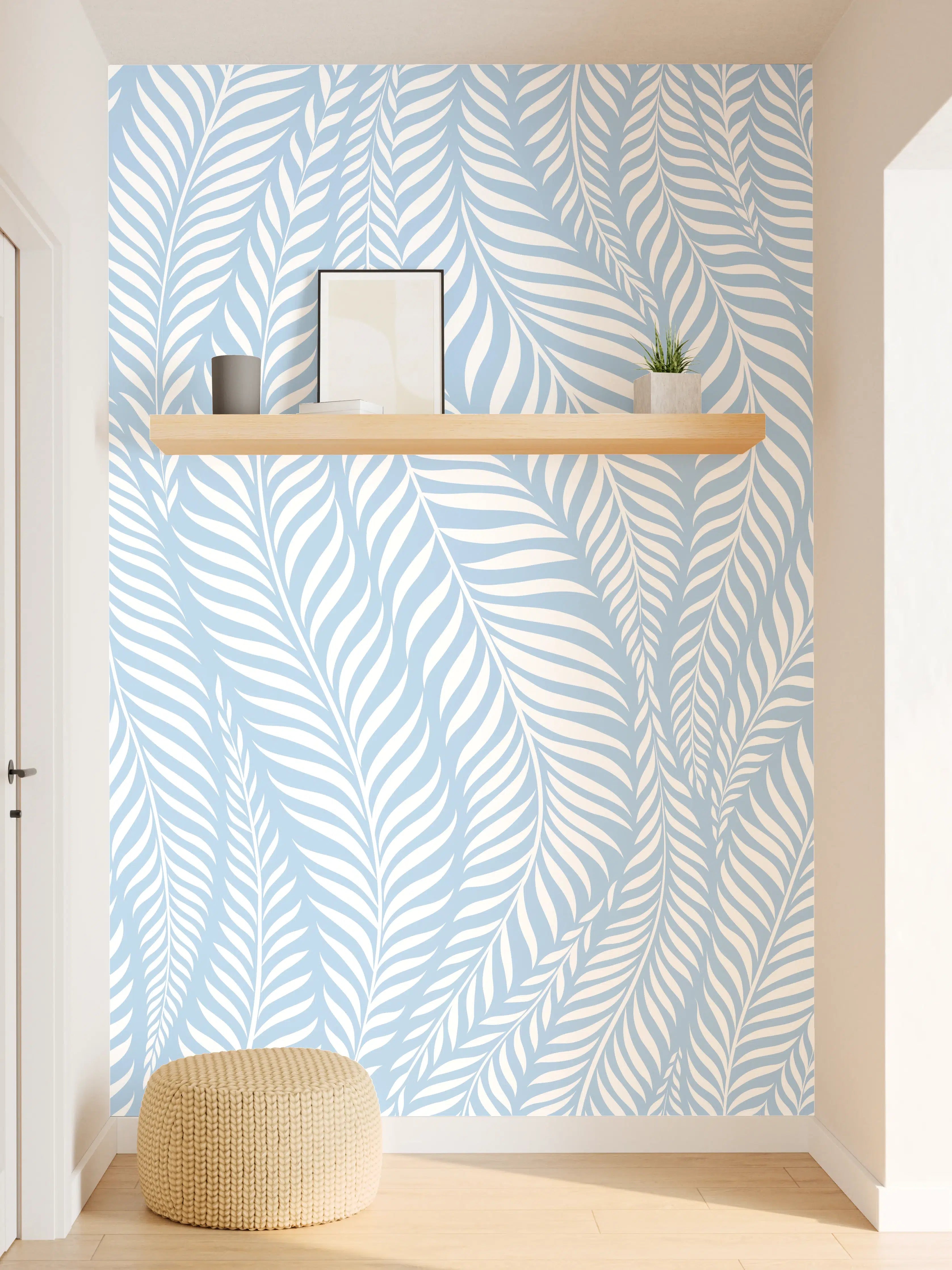 Wandverkleidung Flur - Helles, elegantes Mustermotiv mit Blättern