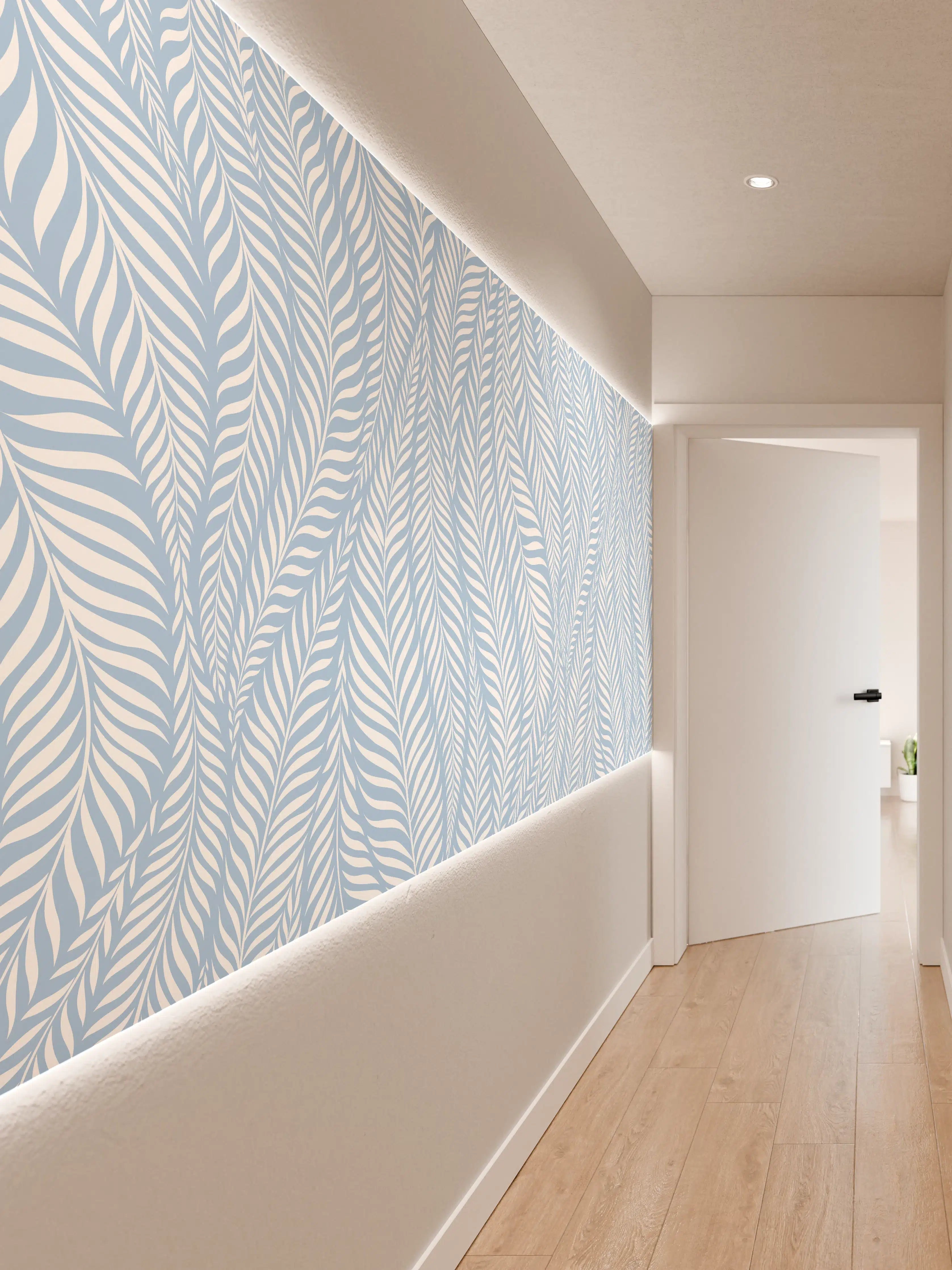Wandverkleidung Flur - Helles, elegantes Mustermotiv mit Blättern