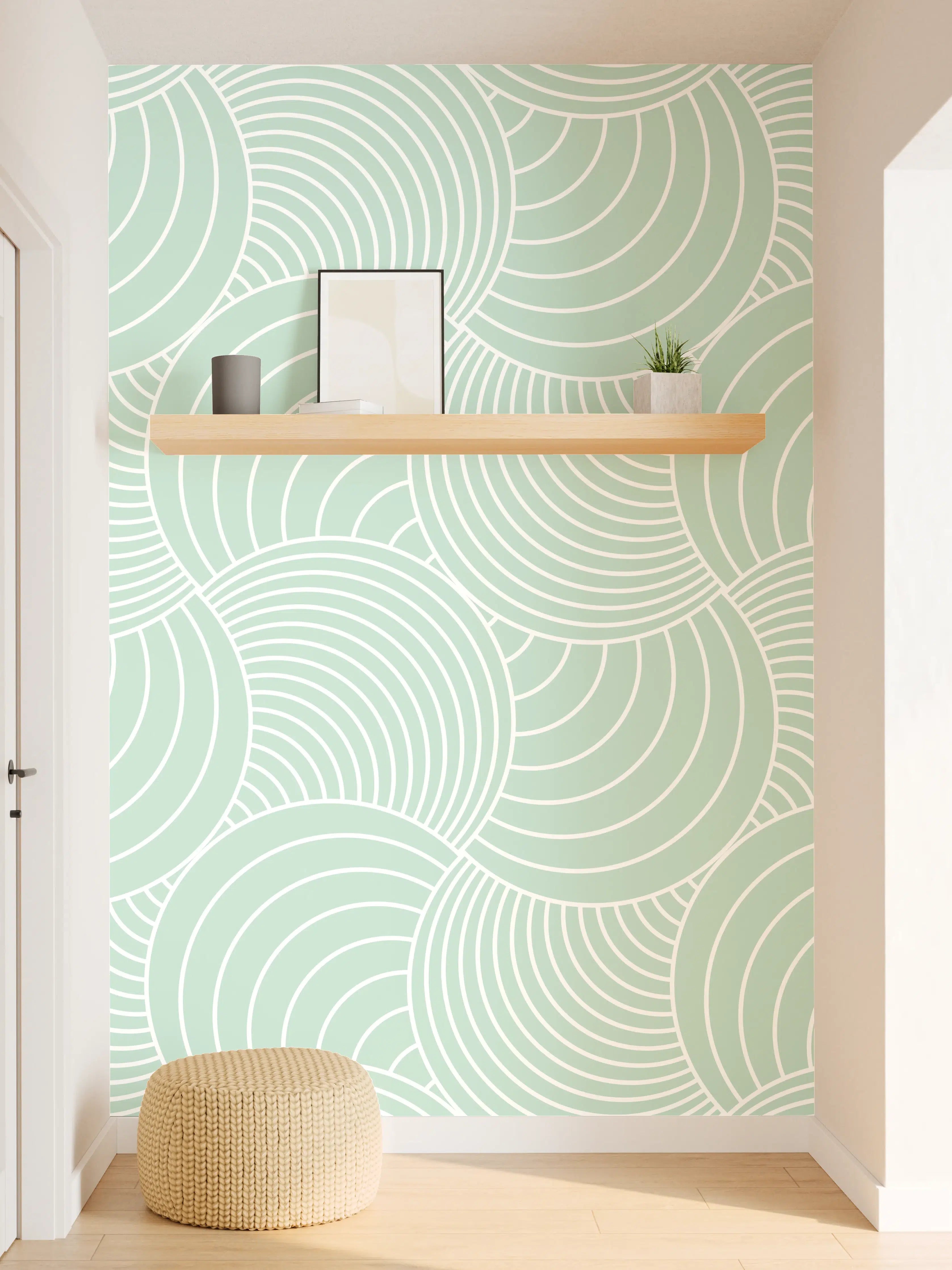 Wandverkleidung Flur - Helles, geometrisches Muster in Pastellfarben