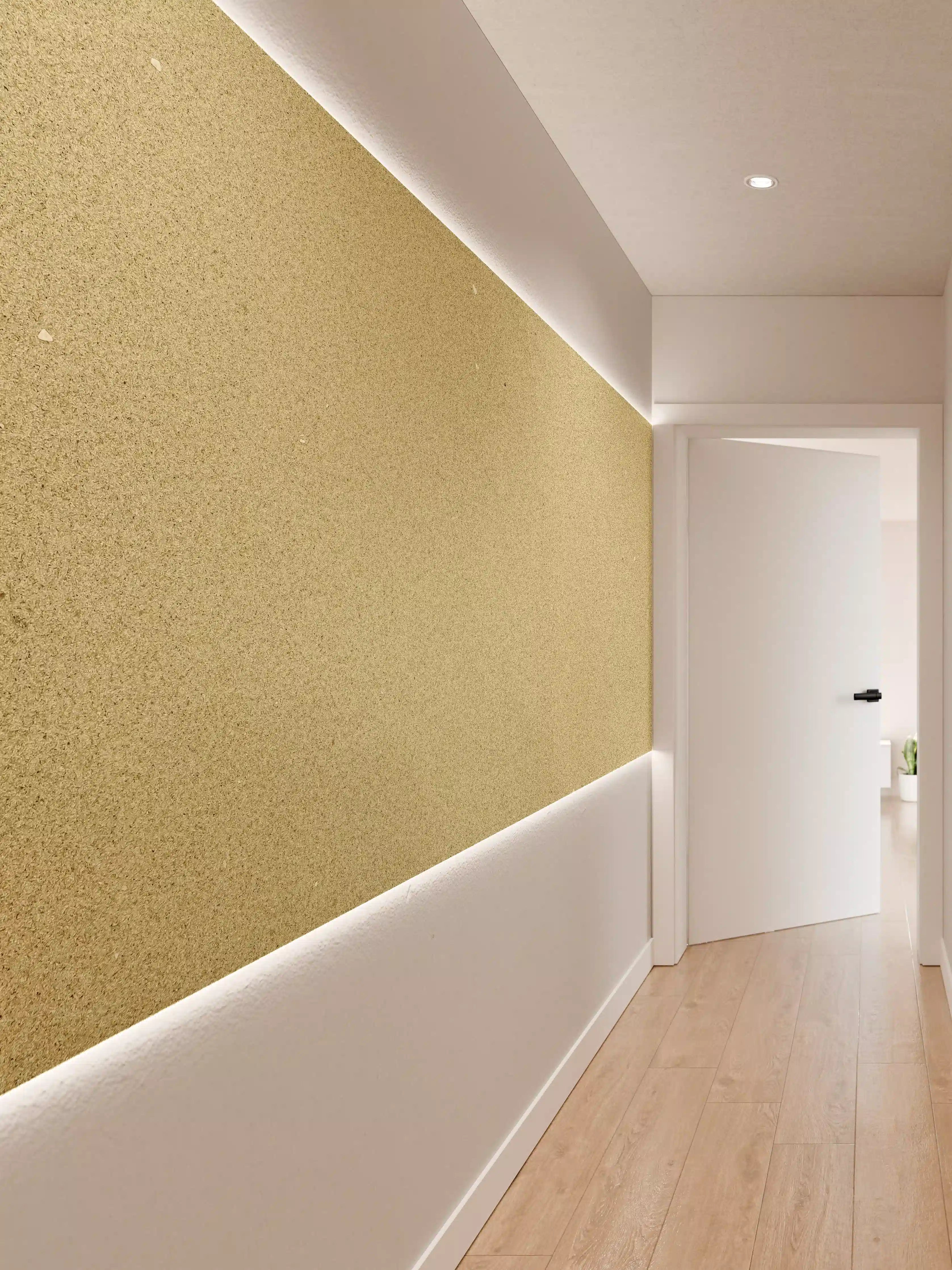Wandverkleidung Flur - Helles, minimalistisches Bild mit Sandtextur
