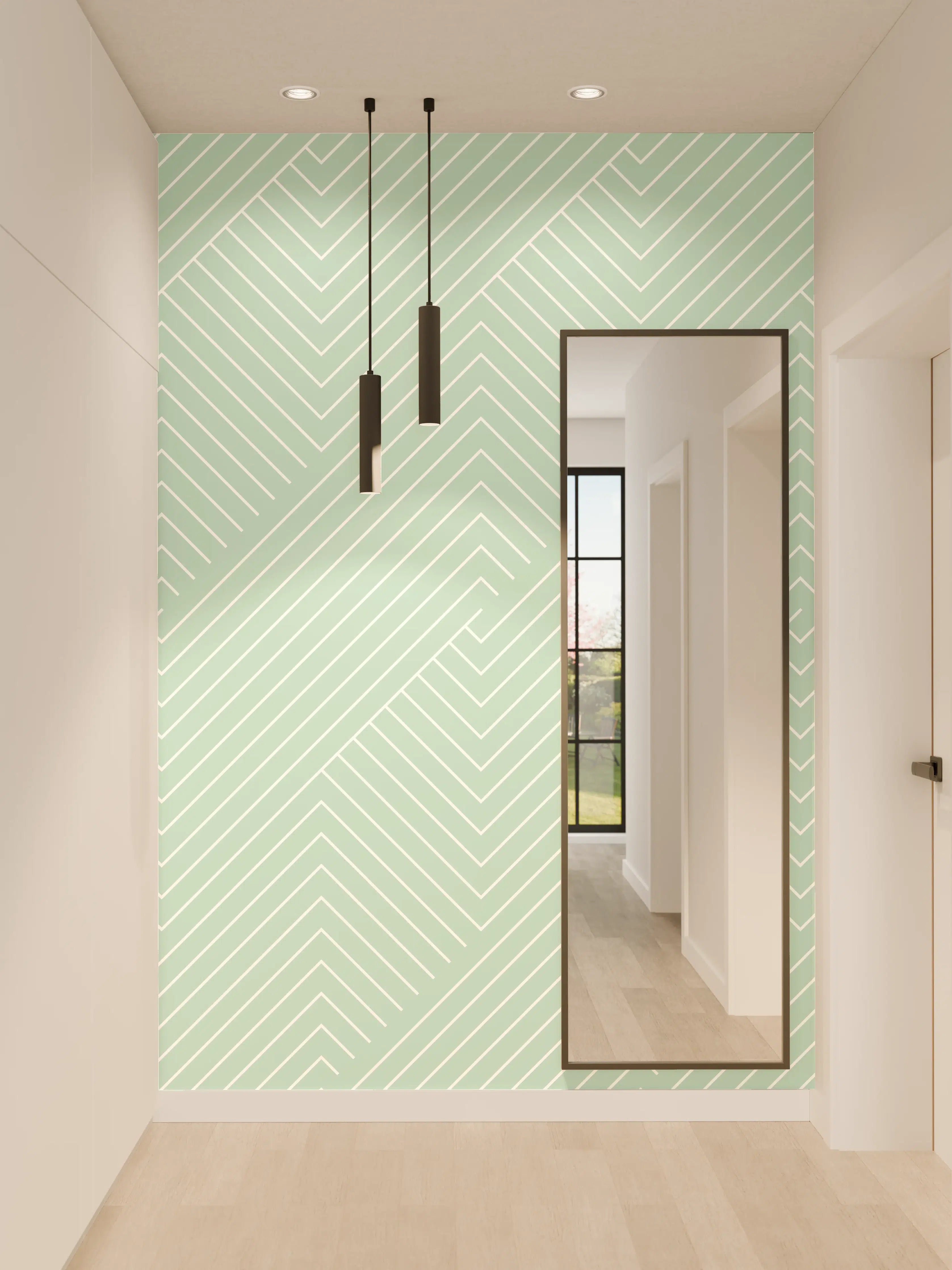 Wandverkleidung Flur - Helles, minimalistisches Design mit Linienmuster