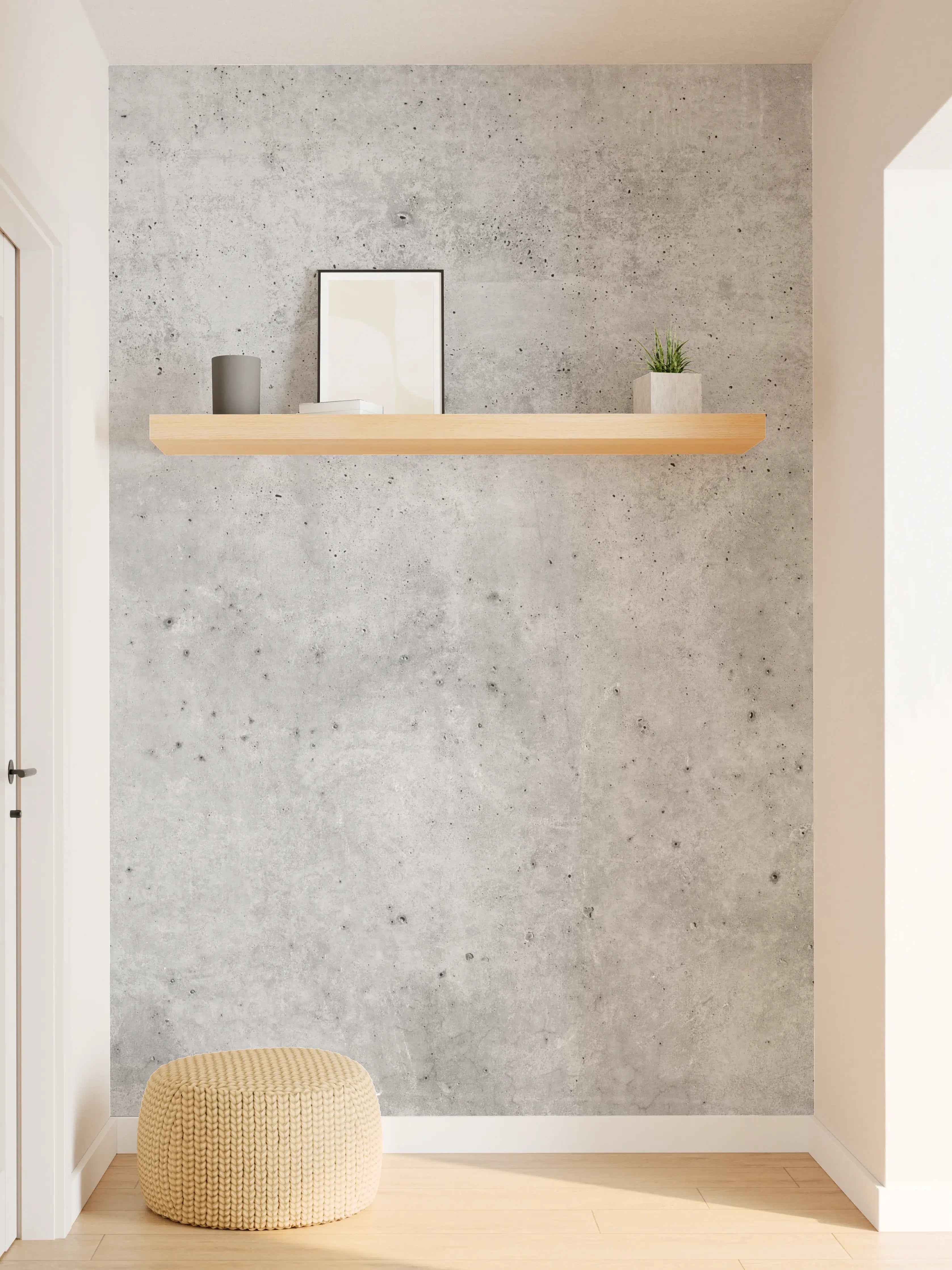 Wandverkleidung Flur - Hellgraue alte Betonwand