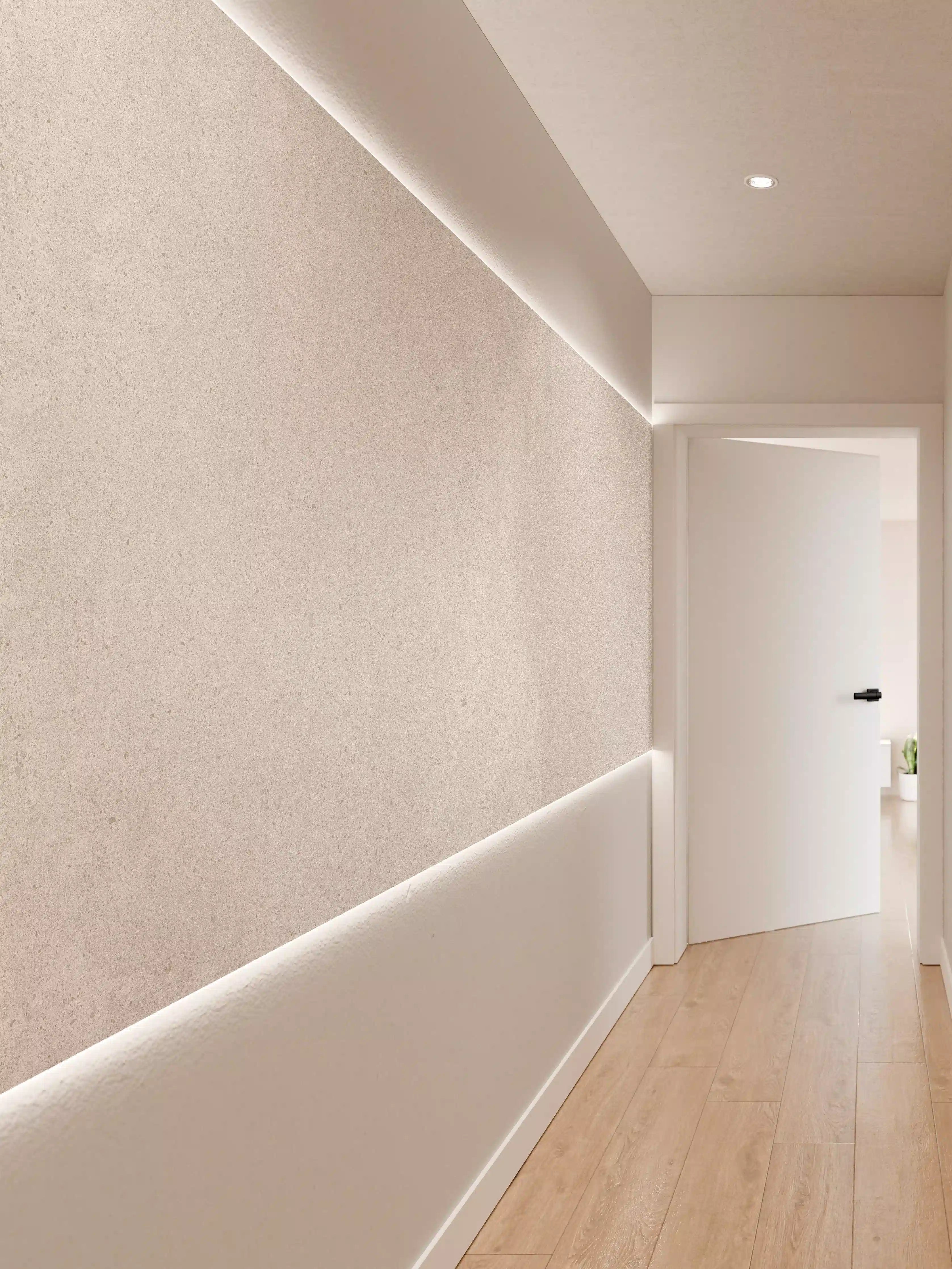 Wandverkleidung Flur - Hellgraues Mamor Design