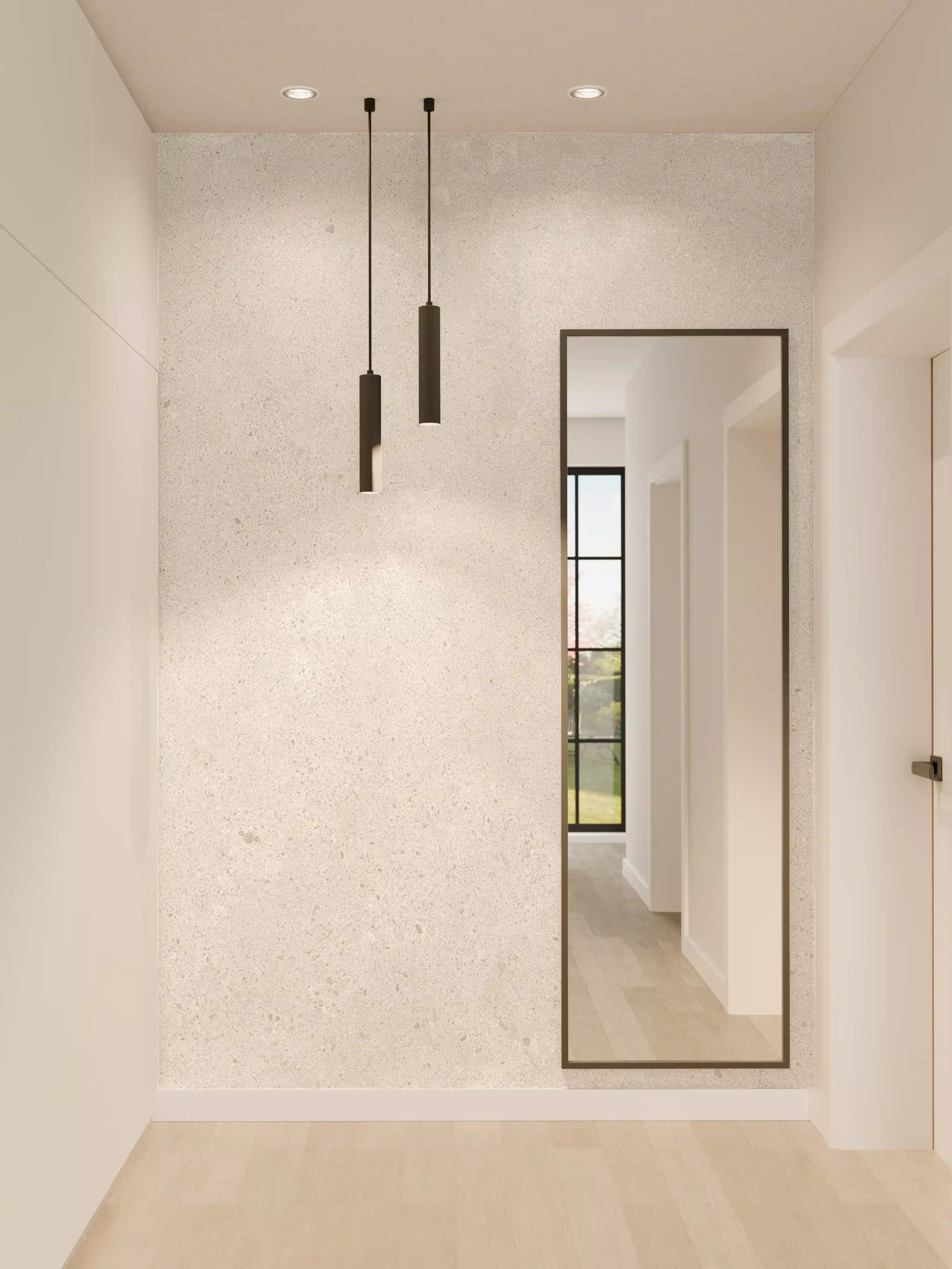 Wandverkleidung Flur - Hellgraues Mamor Design