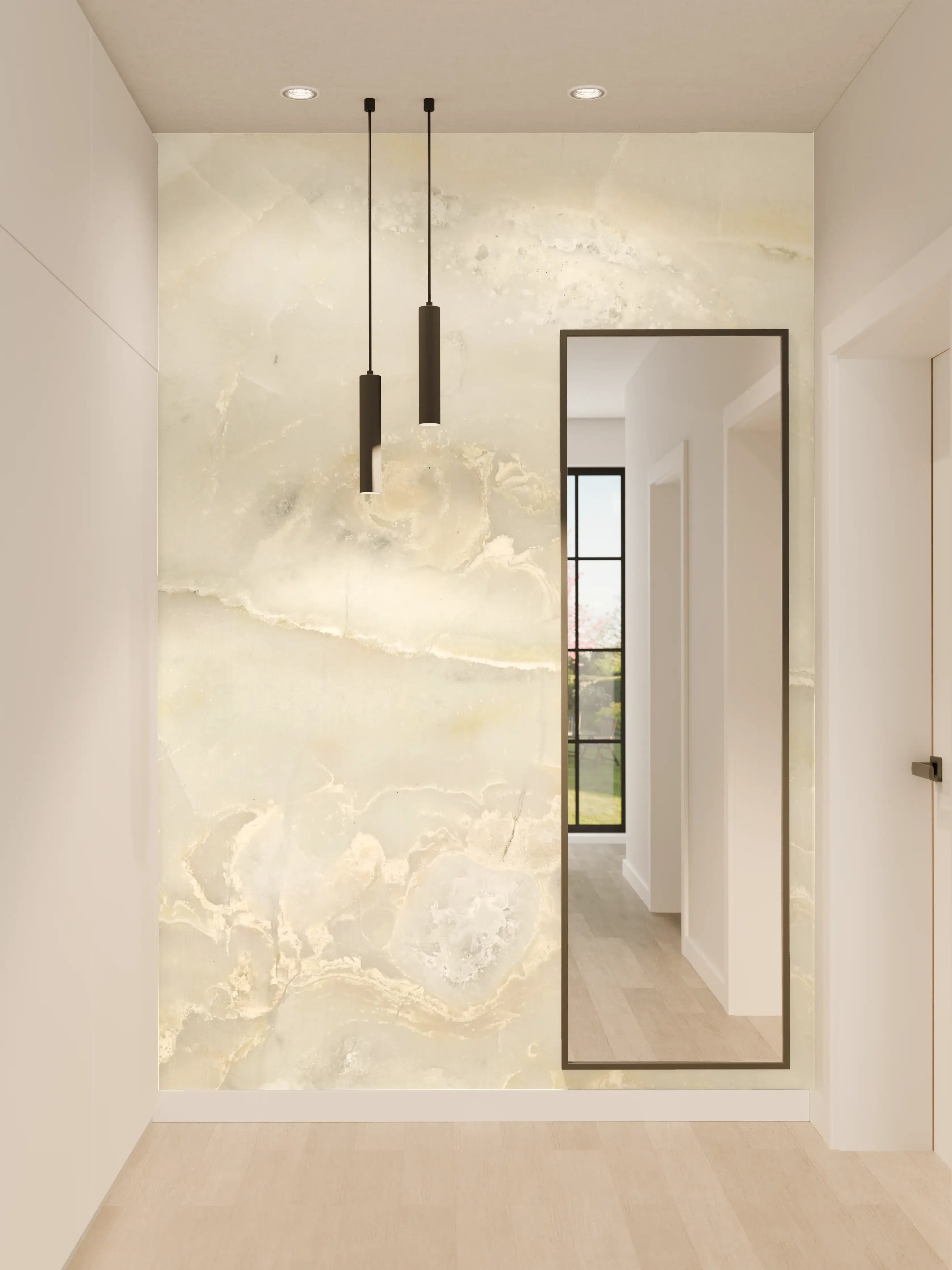 Wandverkleidung Flur - Hellgrüner Marmor