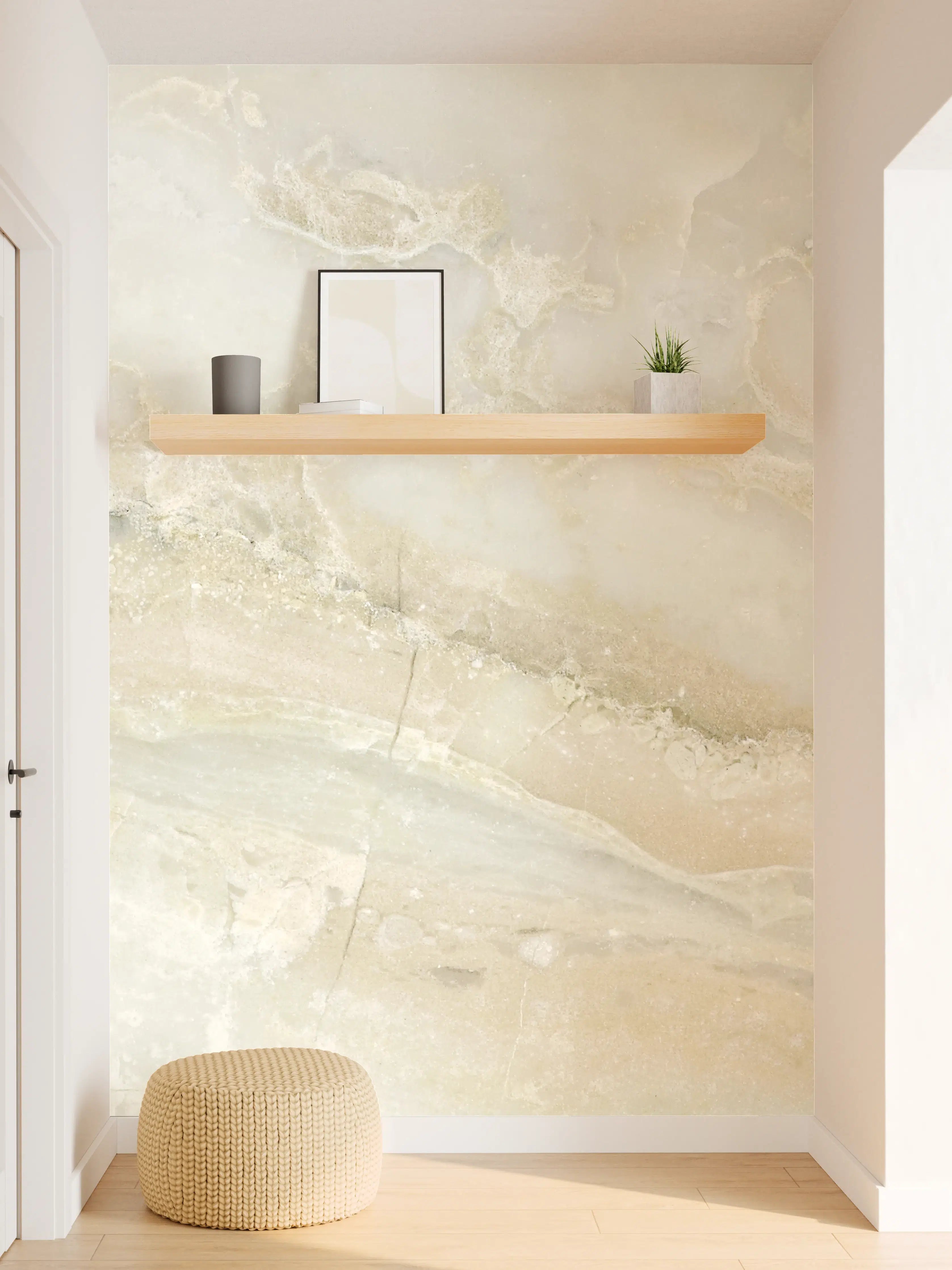 Wandverkleidung Flur - Hellweißer Marmor