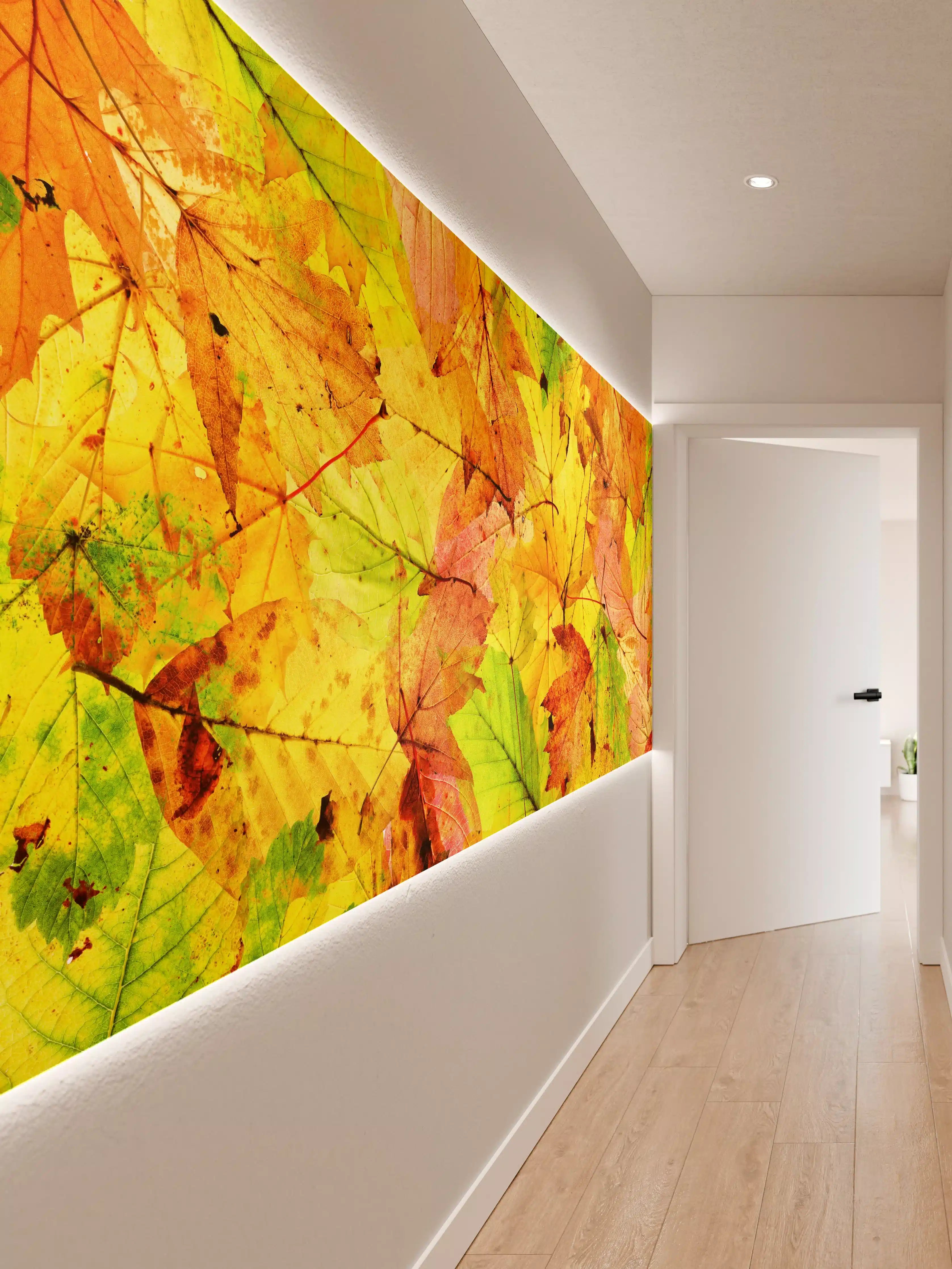 Wandverkleidung Flur - Herbstblätter Hintergrund