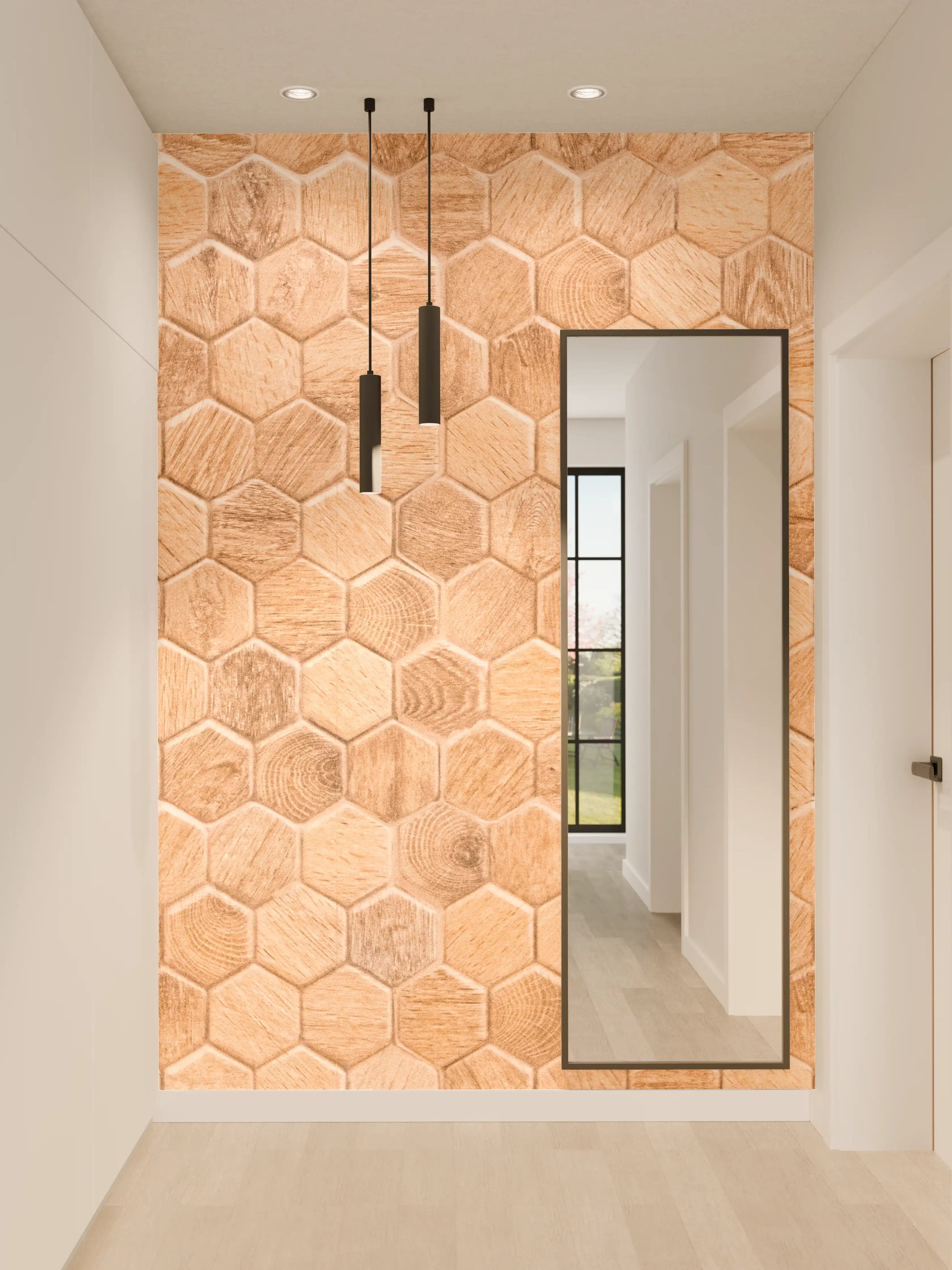 Wandverkleidung Flur - Hexagon Holz Wabenmuster