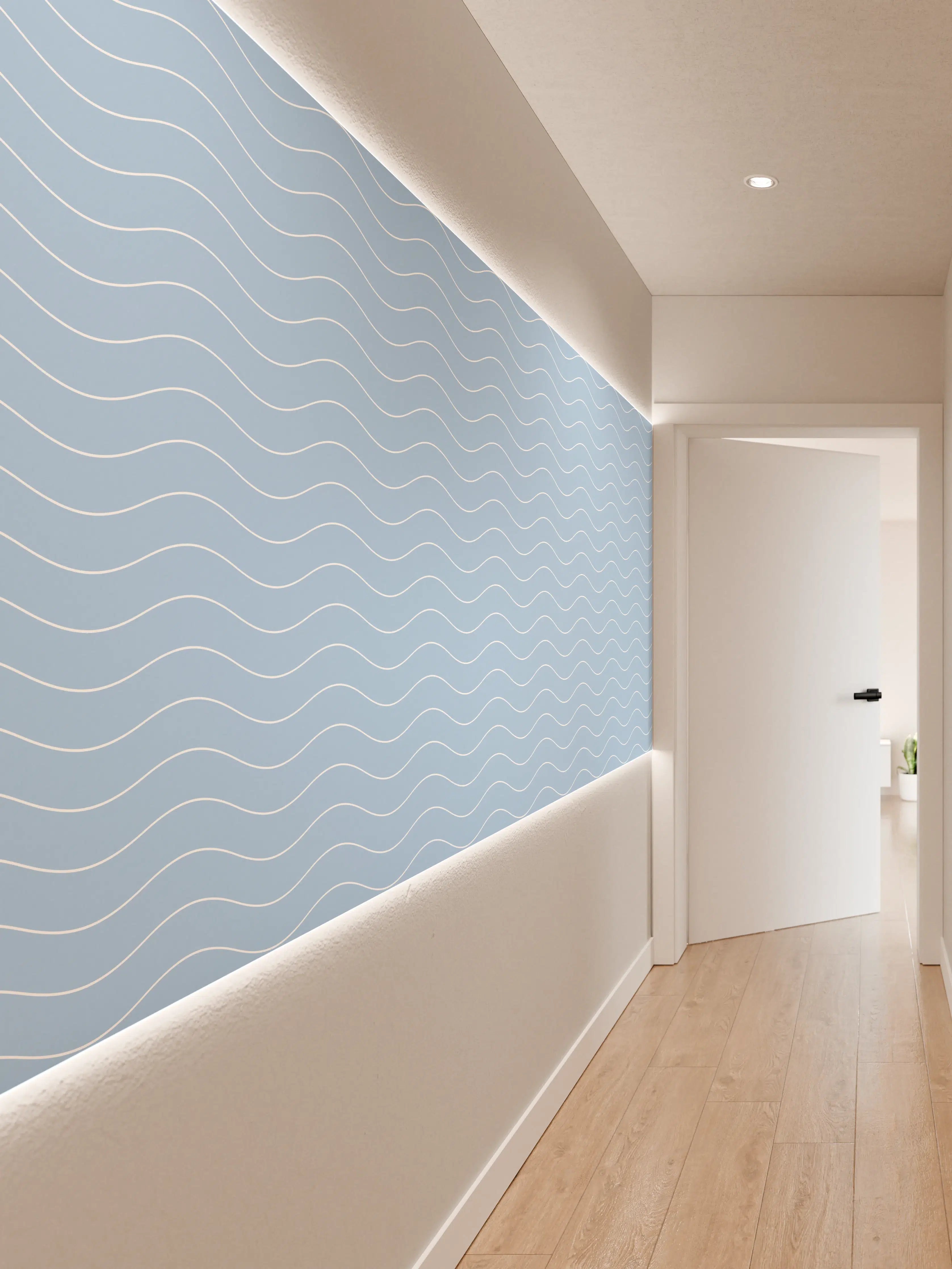 Wandverkleidung Flur - Himmel mit Wolken und Wellenmuster