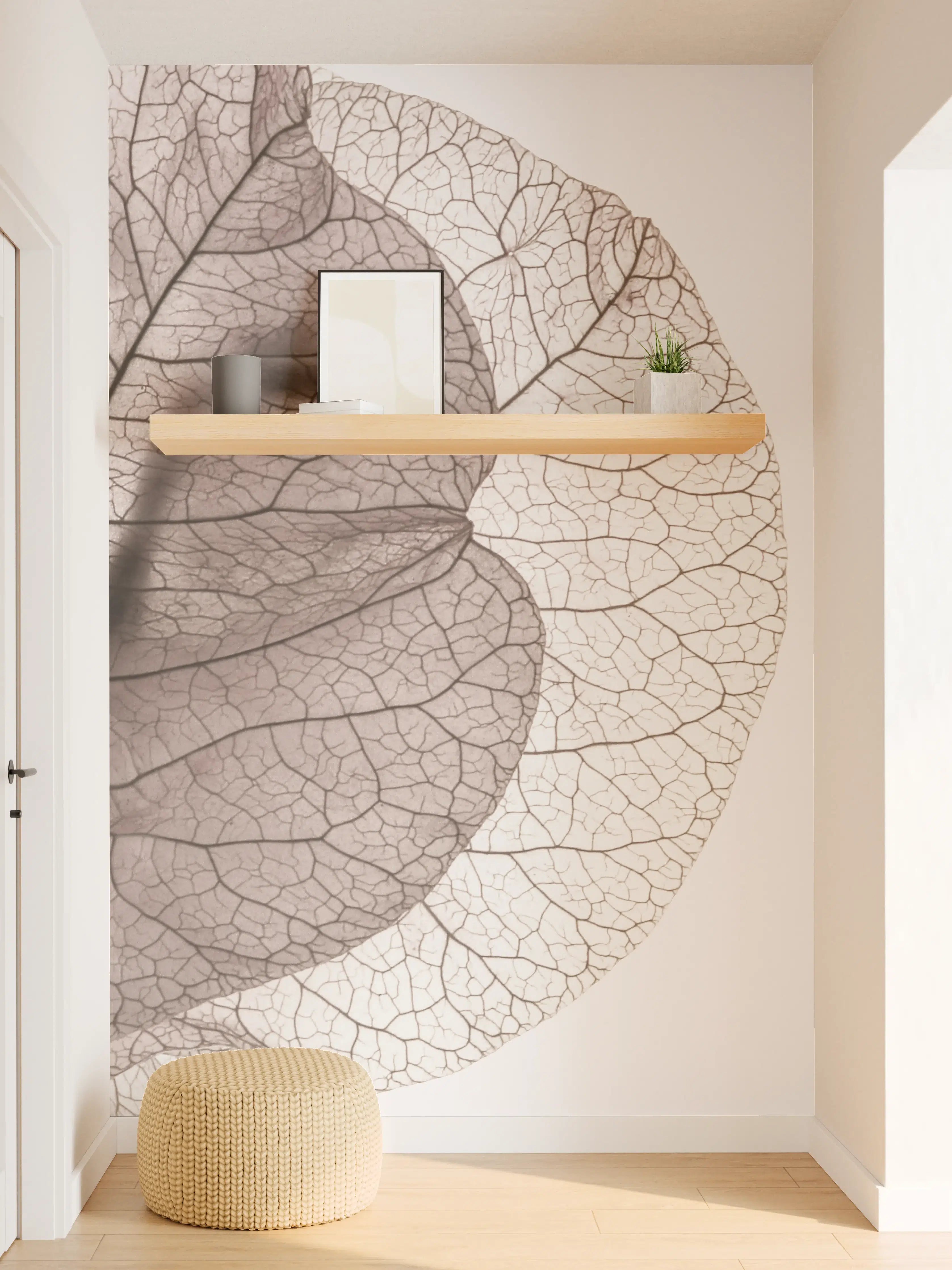 Wandverkleidung Flur - Hintergrundbild mit filigranen Blättern