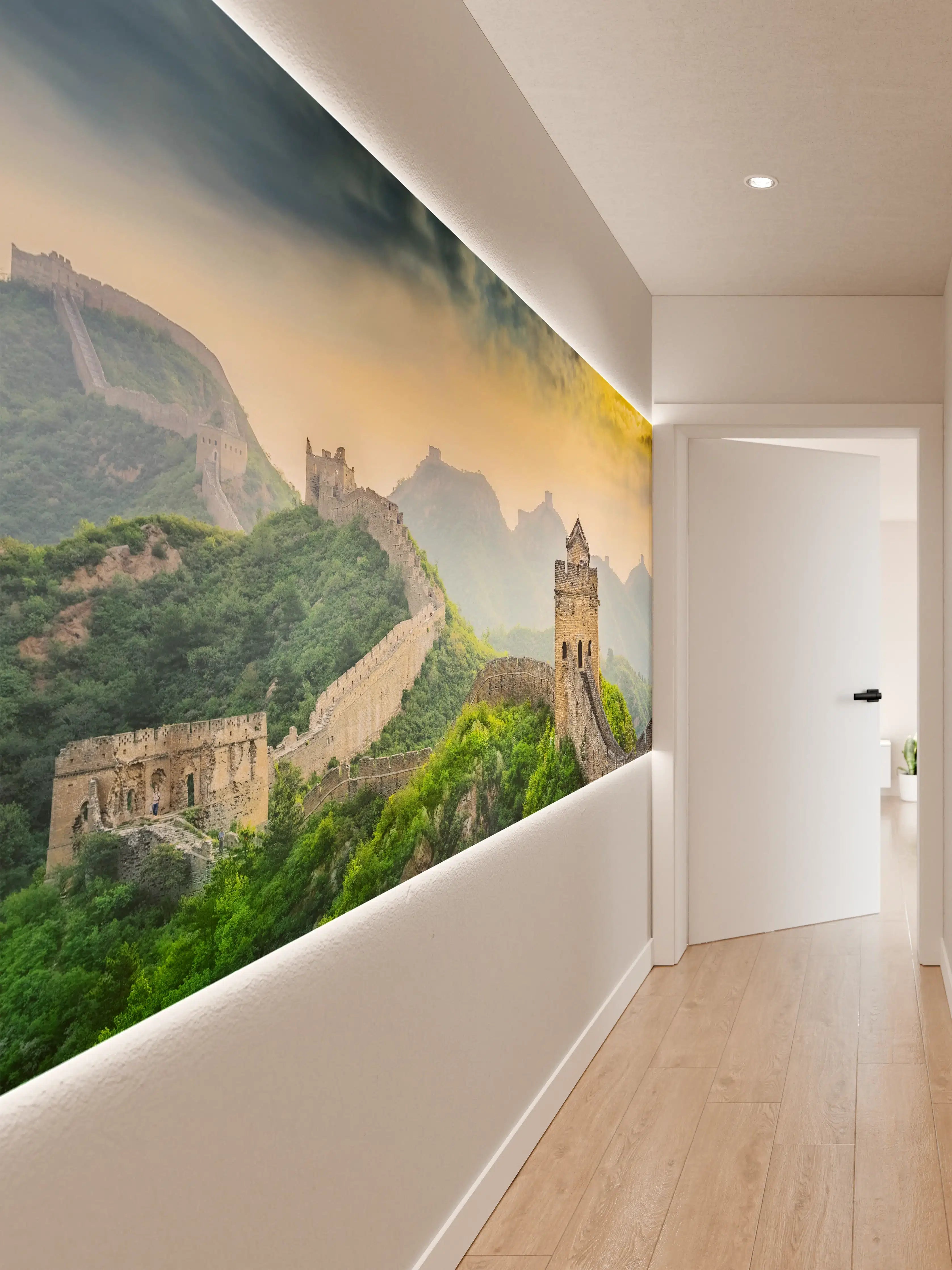 Wandverkleidung Flur - Historische Chinesische Mauer bei Sonnenuntergang
