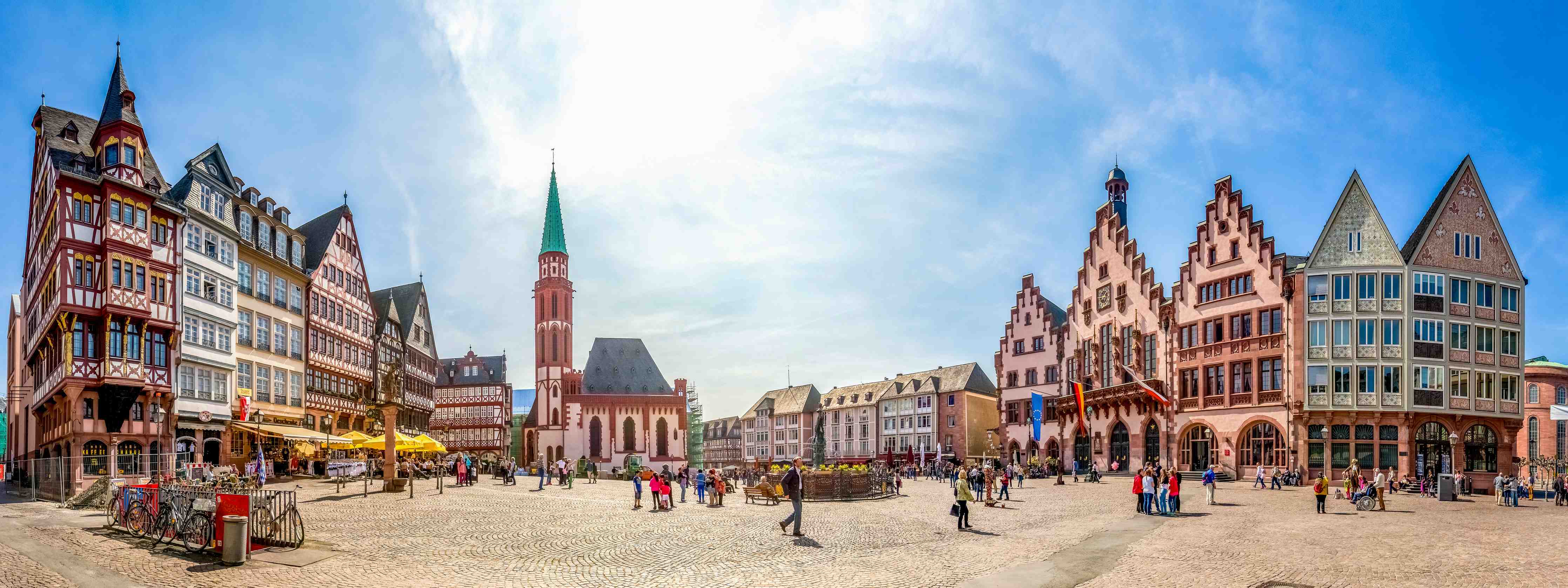 Wandverkleidung Flur-Historische Stadtansicht mit bunten Fachwerkhäusern
