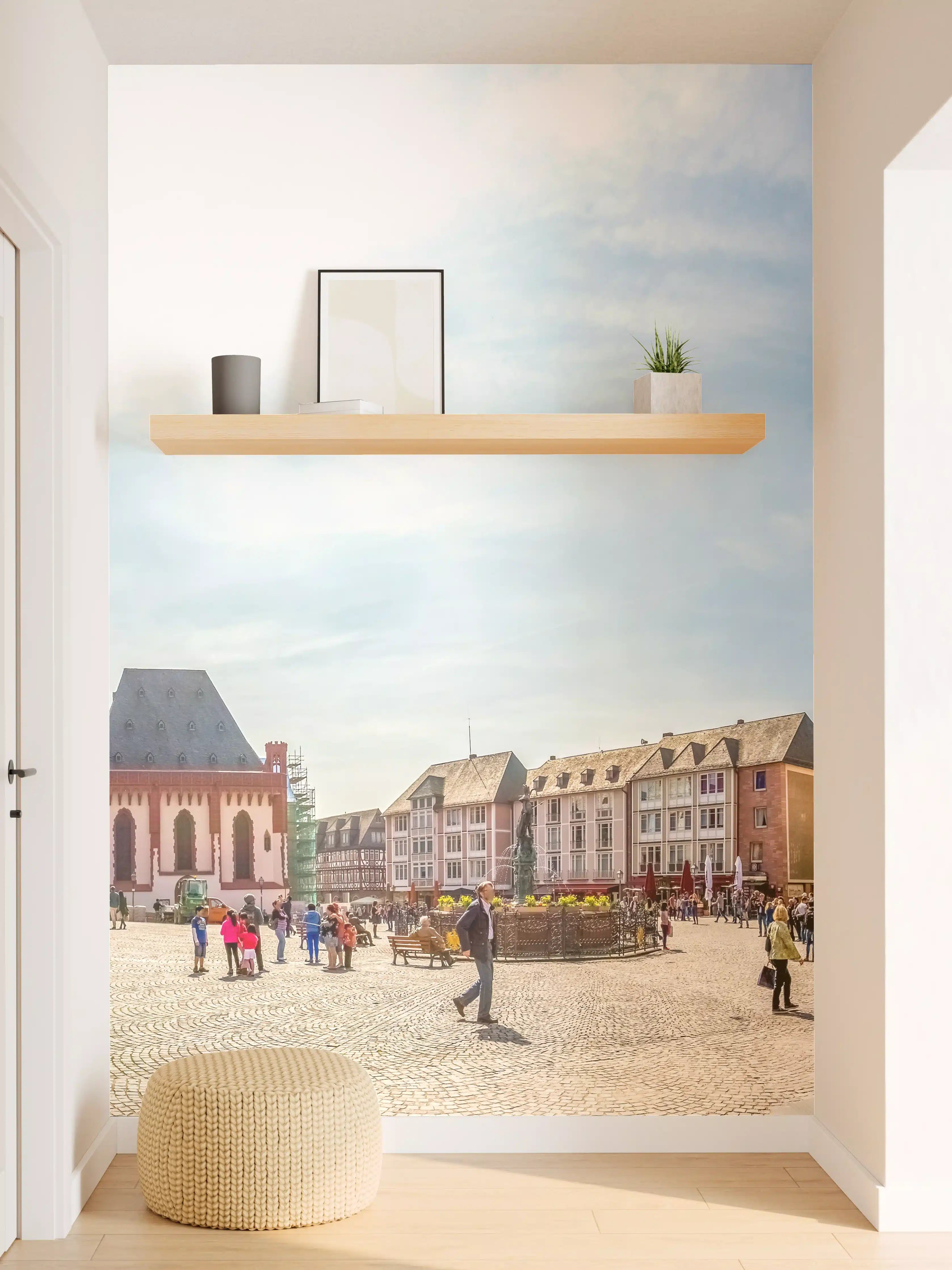 Wandverkleidung Flur - Historische Stadtansicht mit bunten Fachwerkhäusern