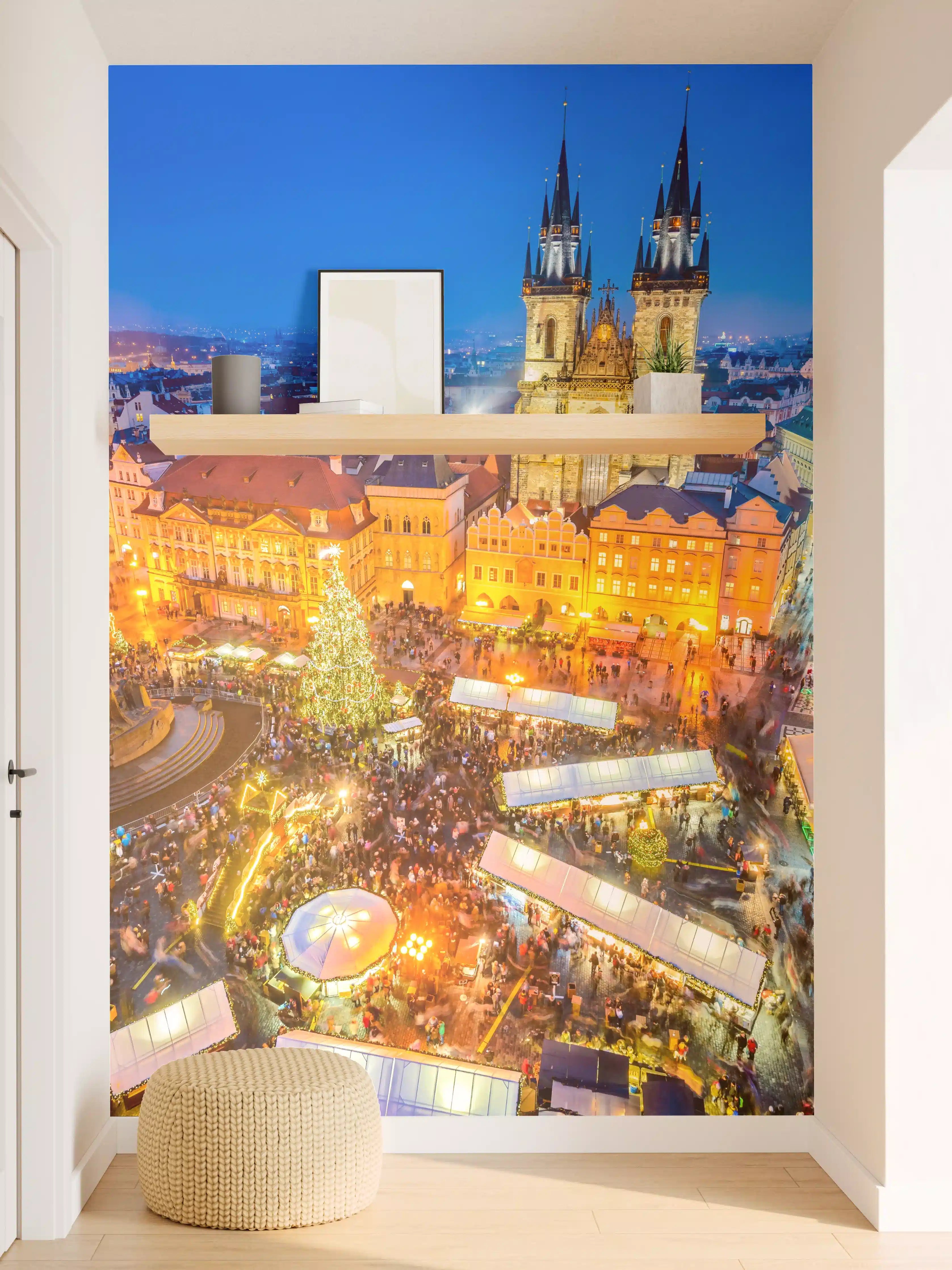 Wandverkleidung Flur - Historischer Marktplatz bei Nacht
