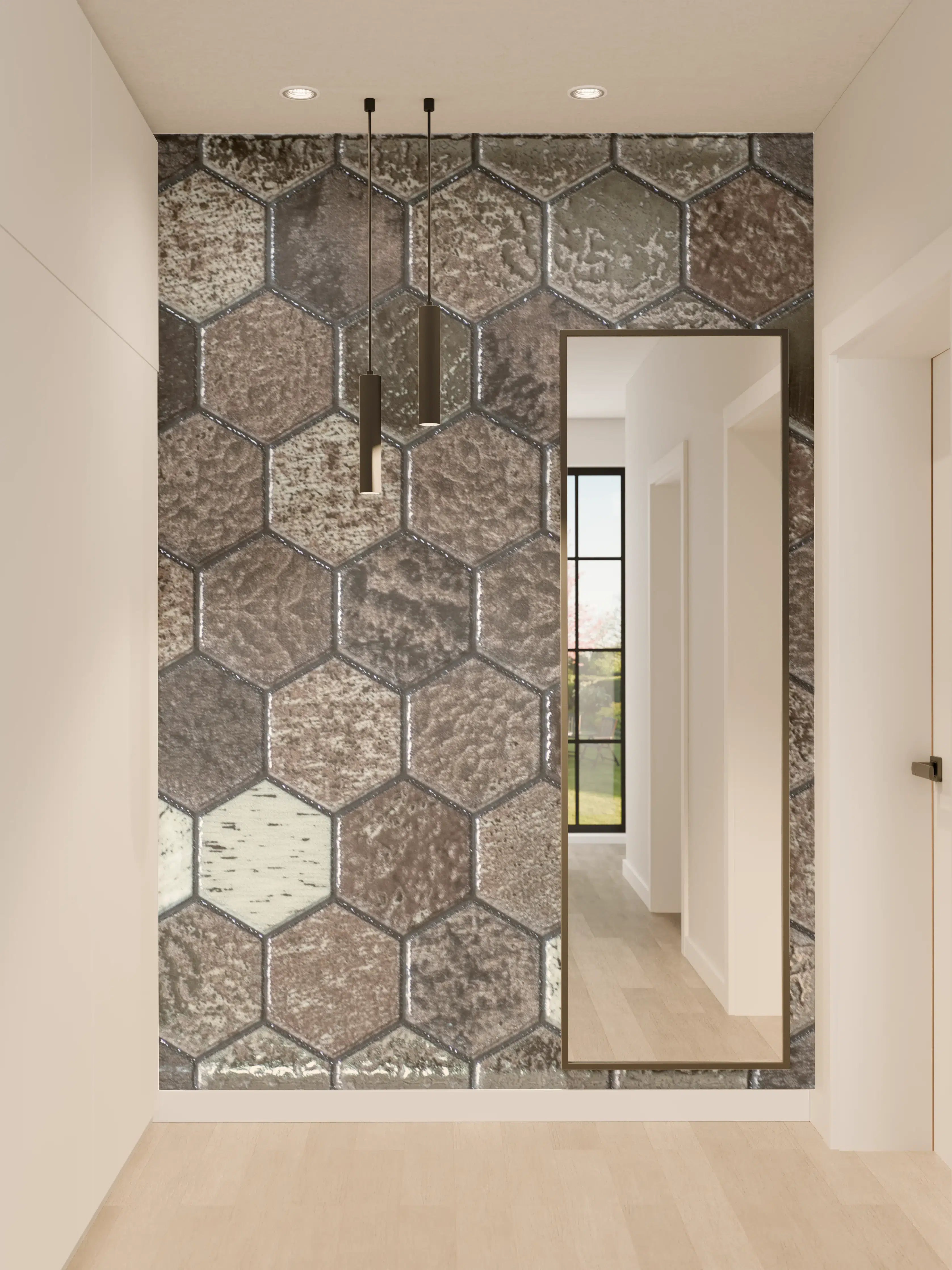 Wandverkleidung Flur - Hochwertige Mosaikfliese mit Naturstein-Optik