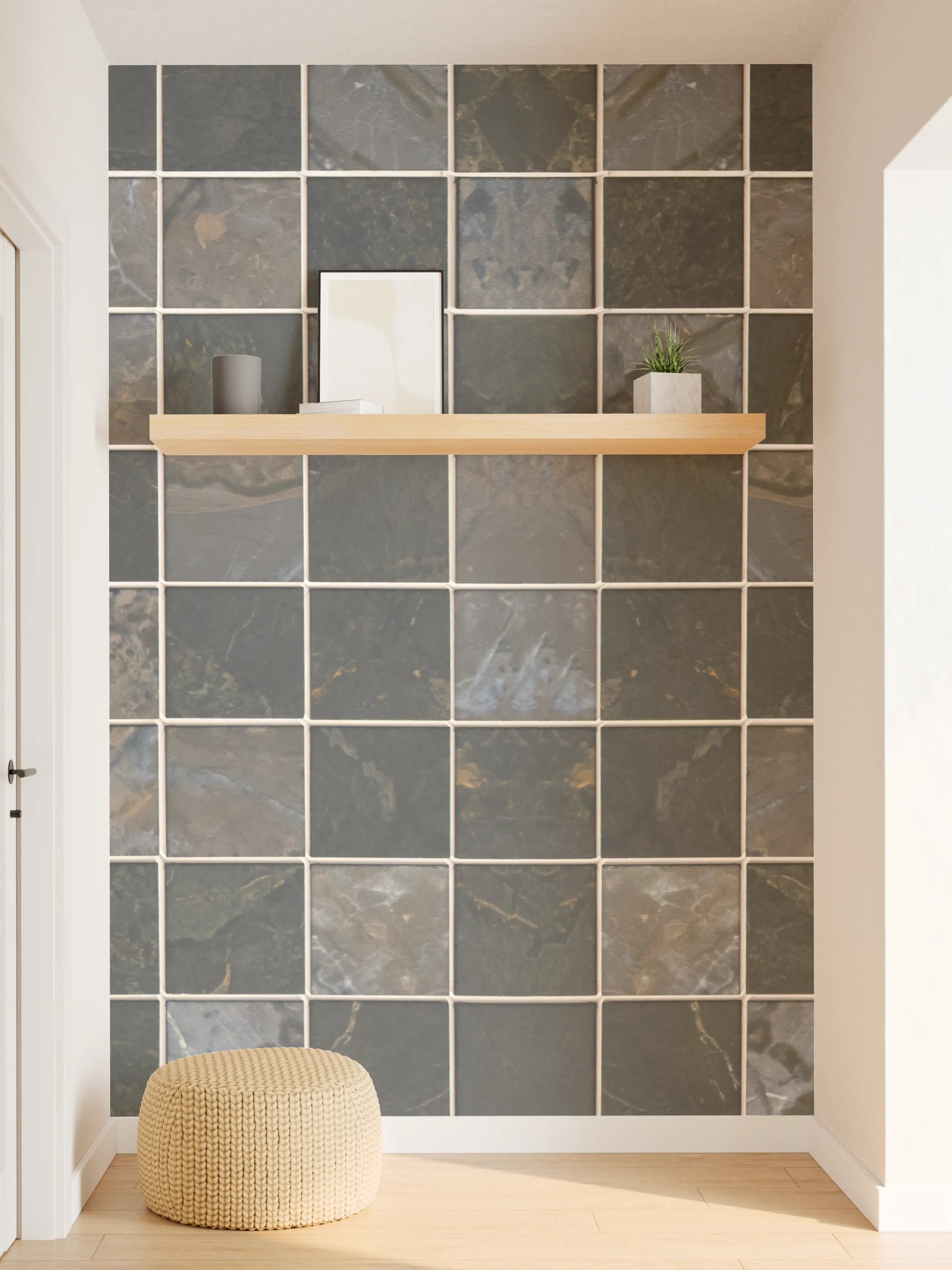 Wandverkleidung Flur - Hochwertige Mosaikfliesen in dunklen Tönen