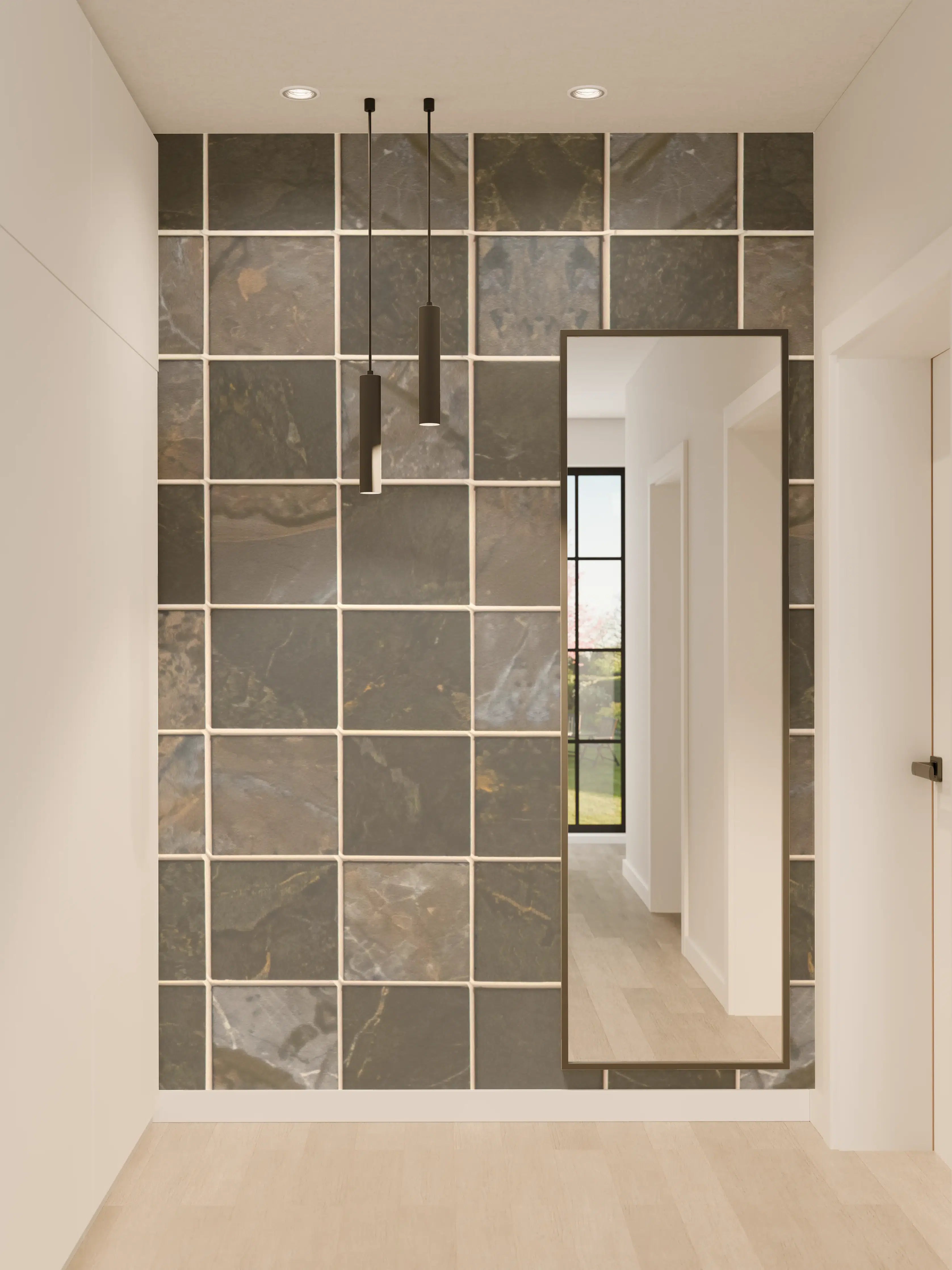 Wandverkleidung Flur - Hochwertige Mosaikfliesen in dunklen Tönen