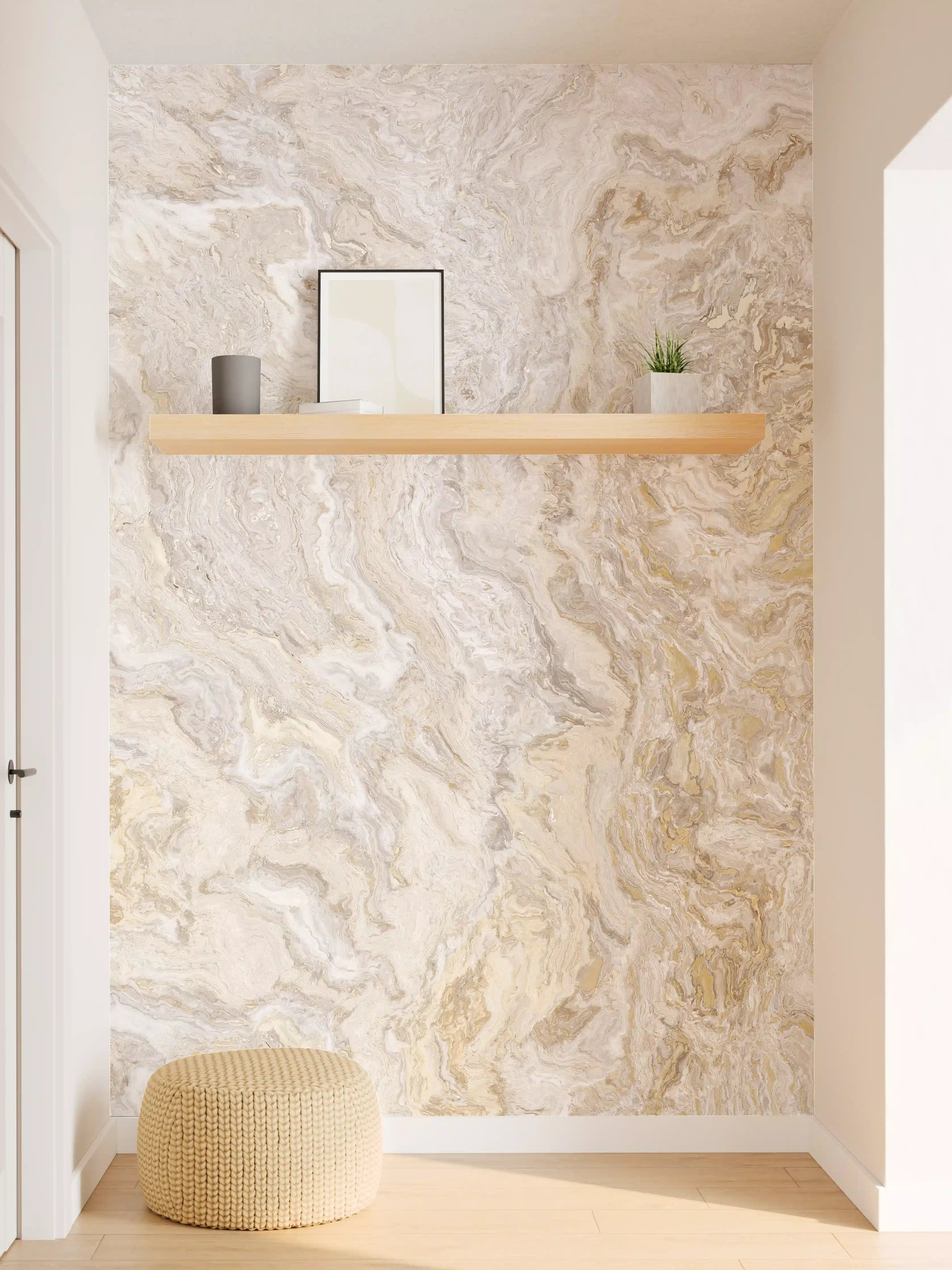 Wandverkleidung Flur - Hochwertige Natursteinoptik in Beige