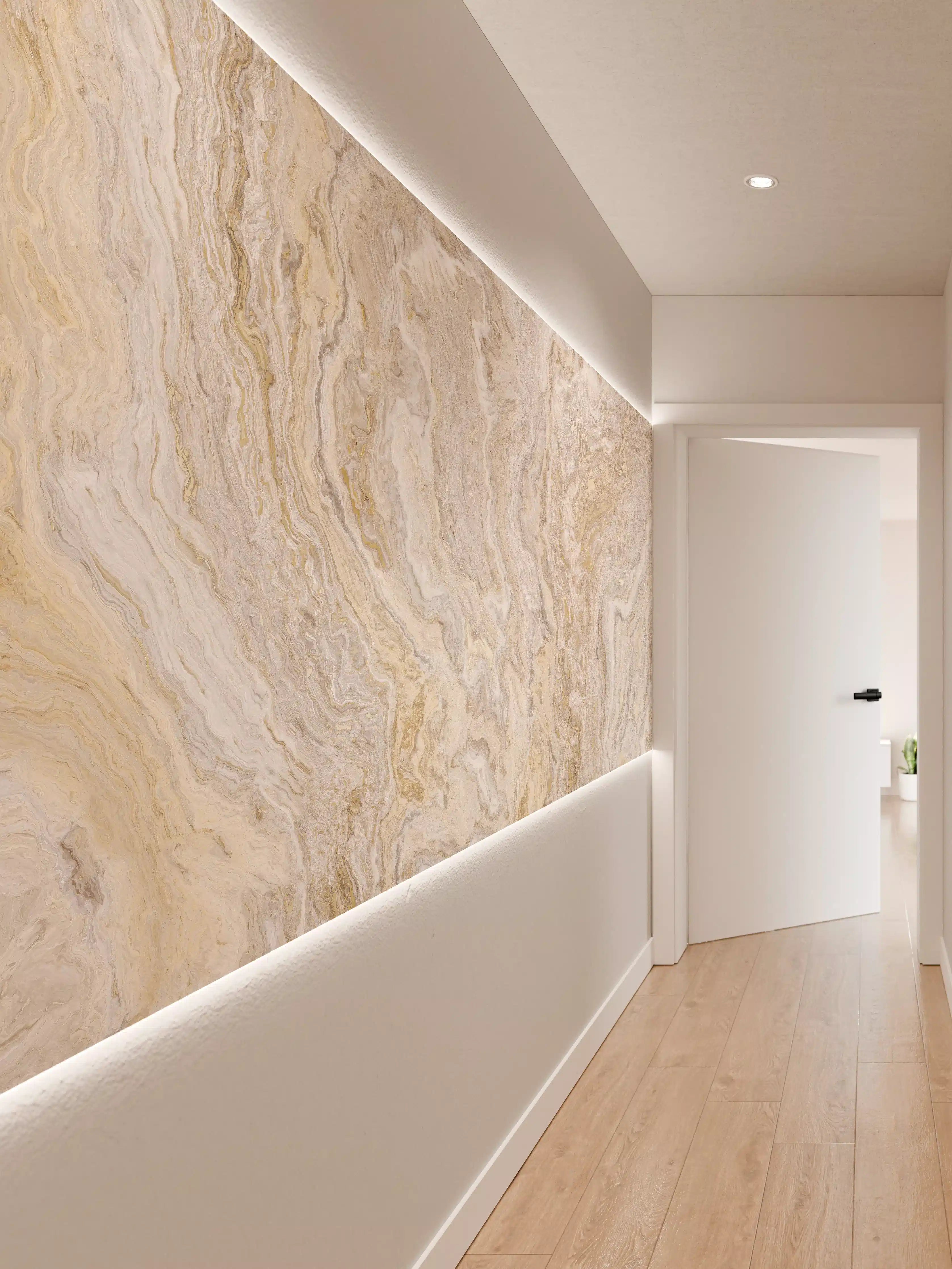 Wandverkleidung Flur - Hochwertige Natursteinoptik in Beige
