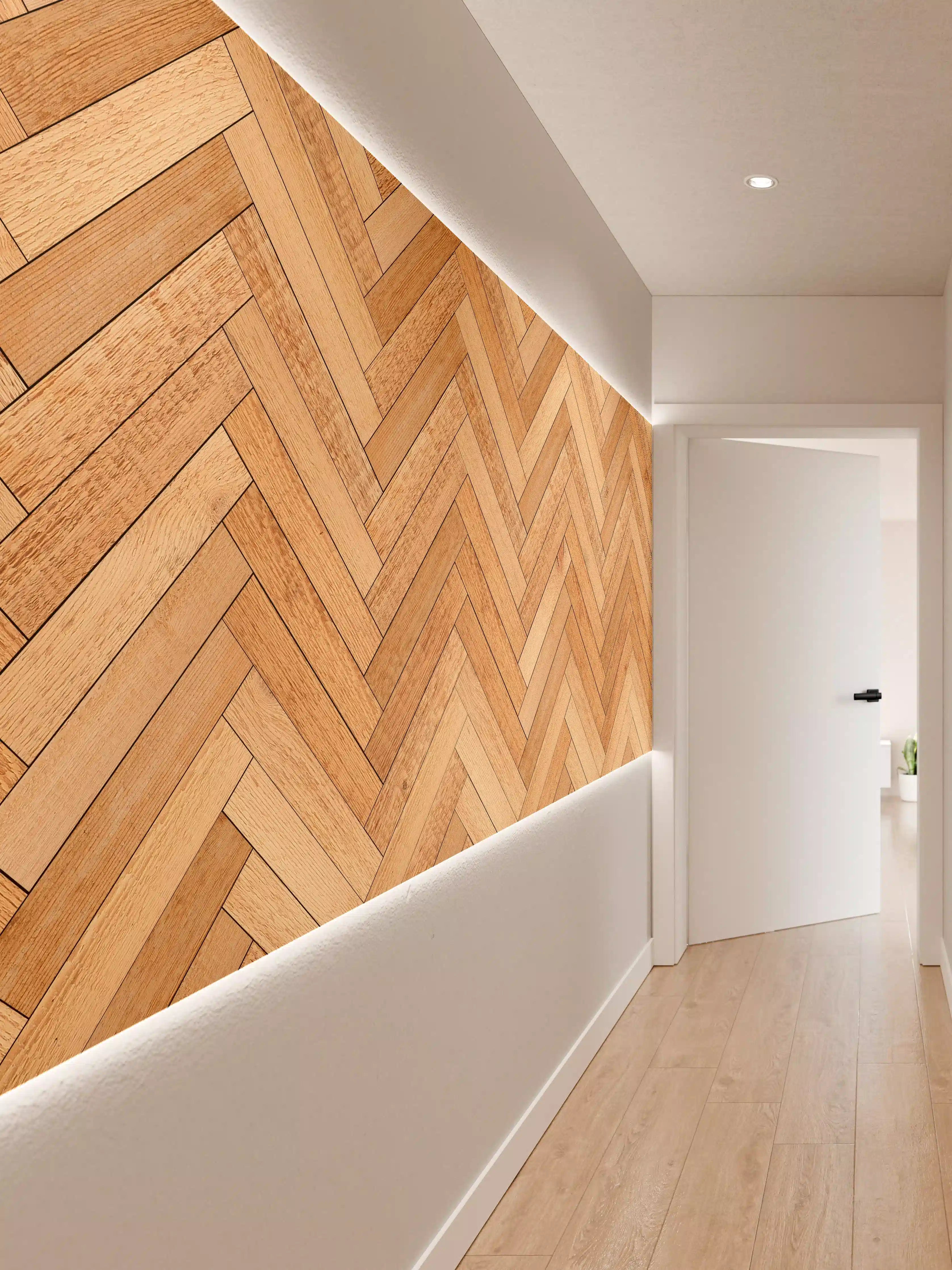 Wandverkleidung Flur - Hochwertiger Holzparkettboden mit eleganter Musterung