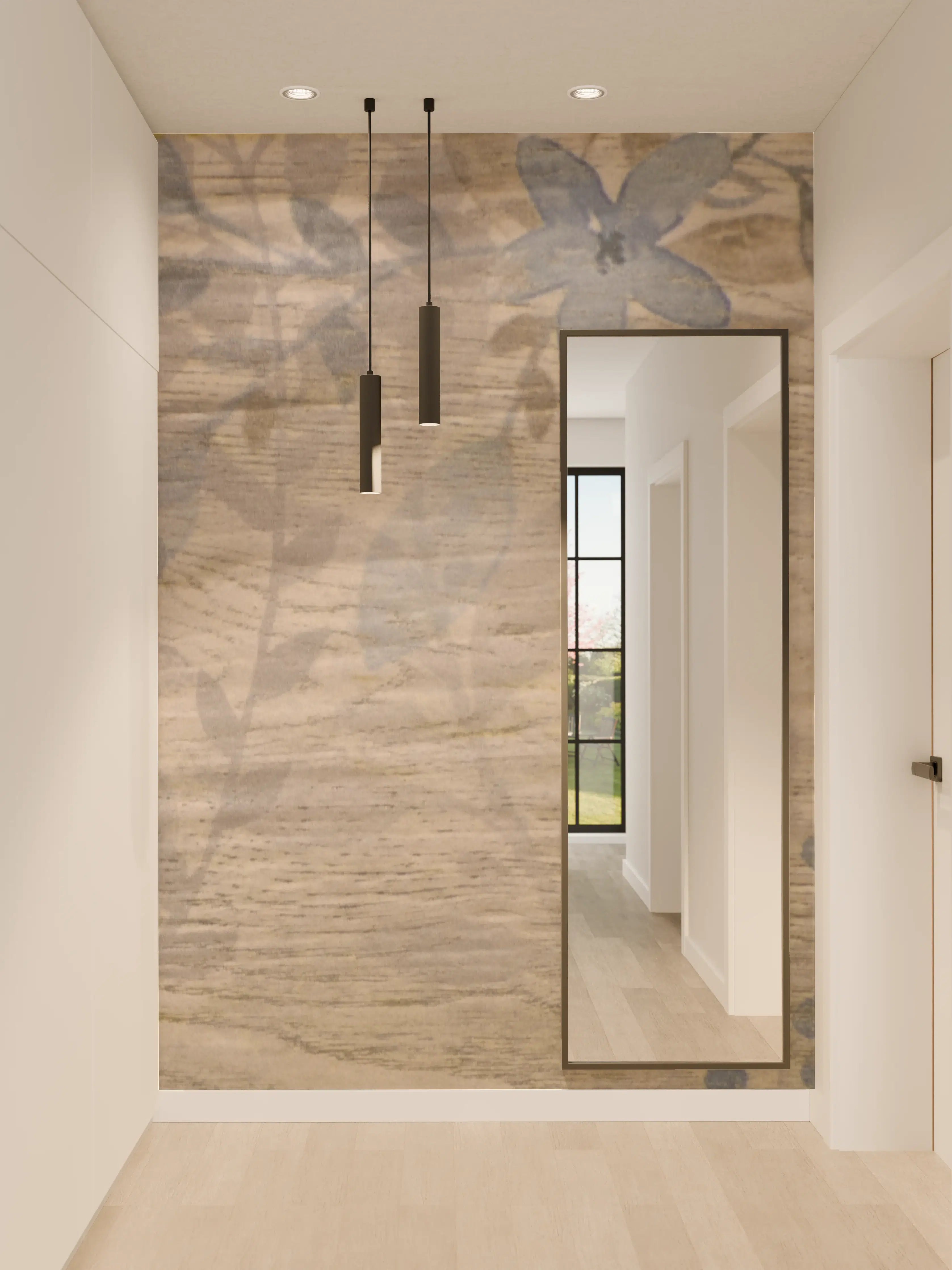 Wandverkleidung Flur - Hochwertiges Florales Tapetenmuster