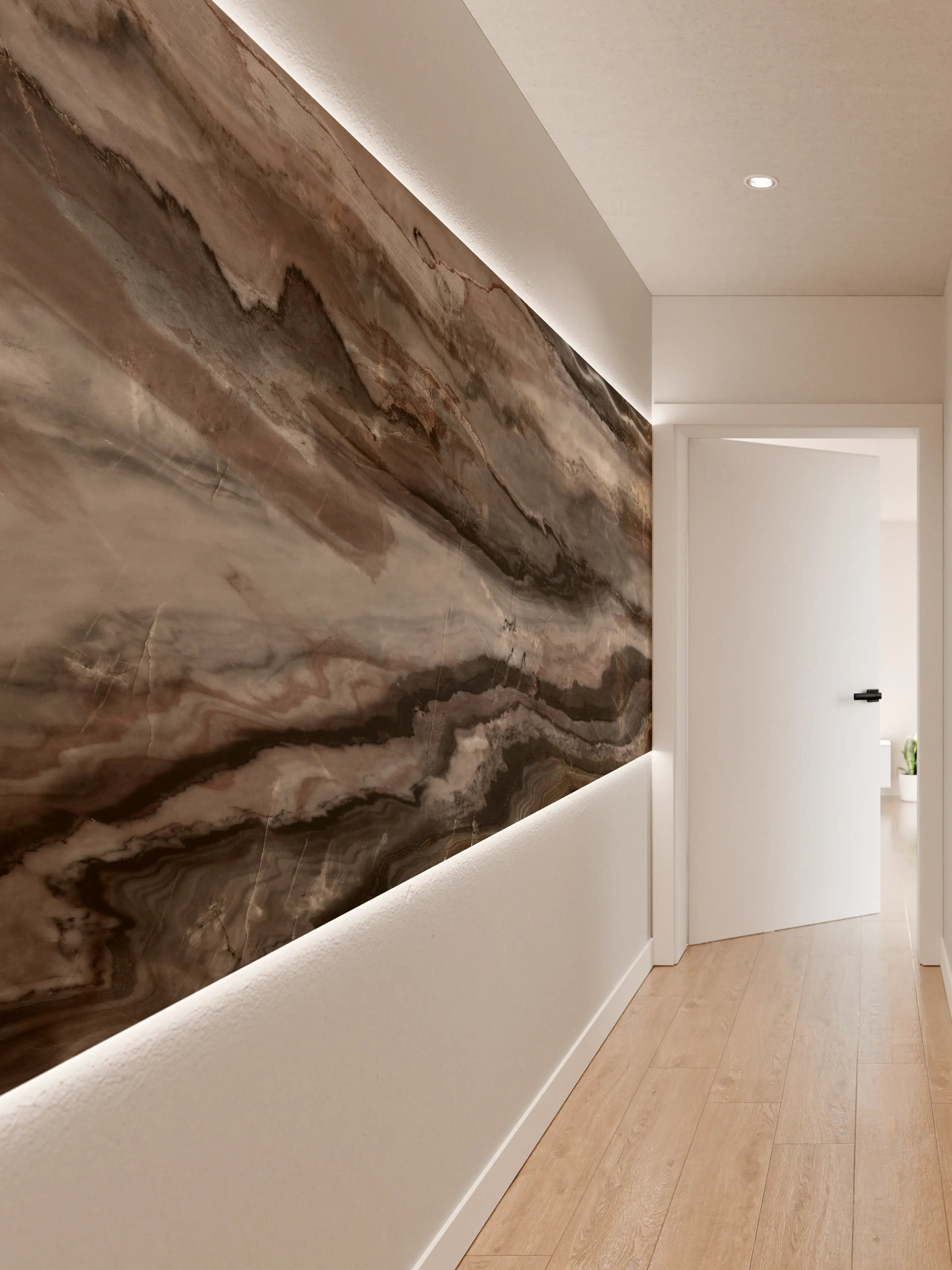 Wandverkleidung Flur - Holz-Marmor Textur