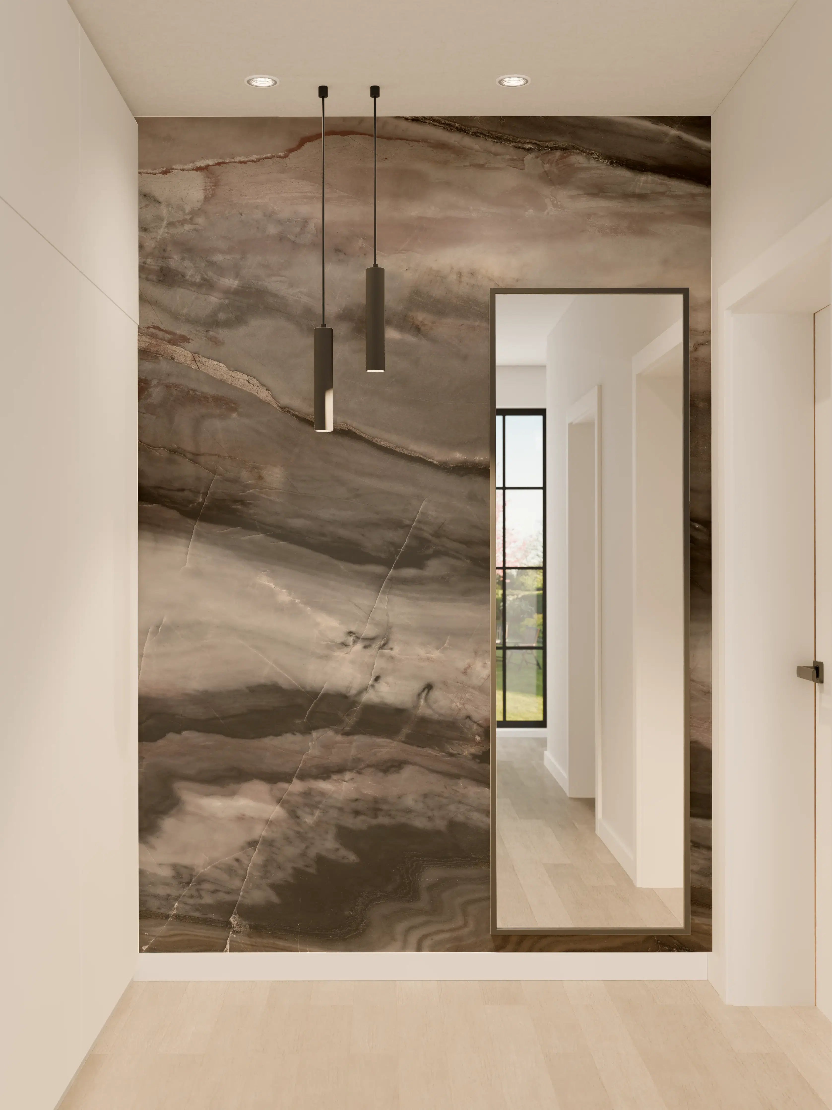 Wandverkleidung Flur - Holz-Marmor Textur