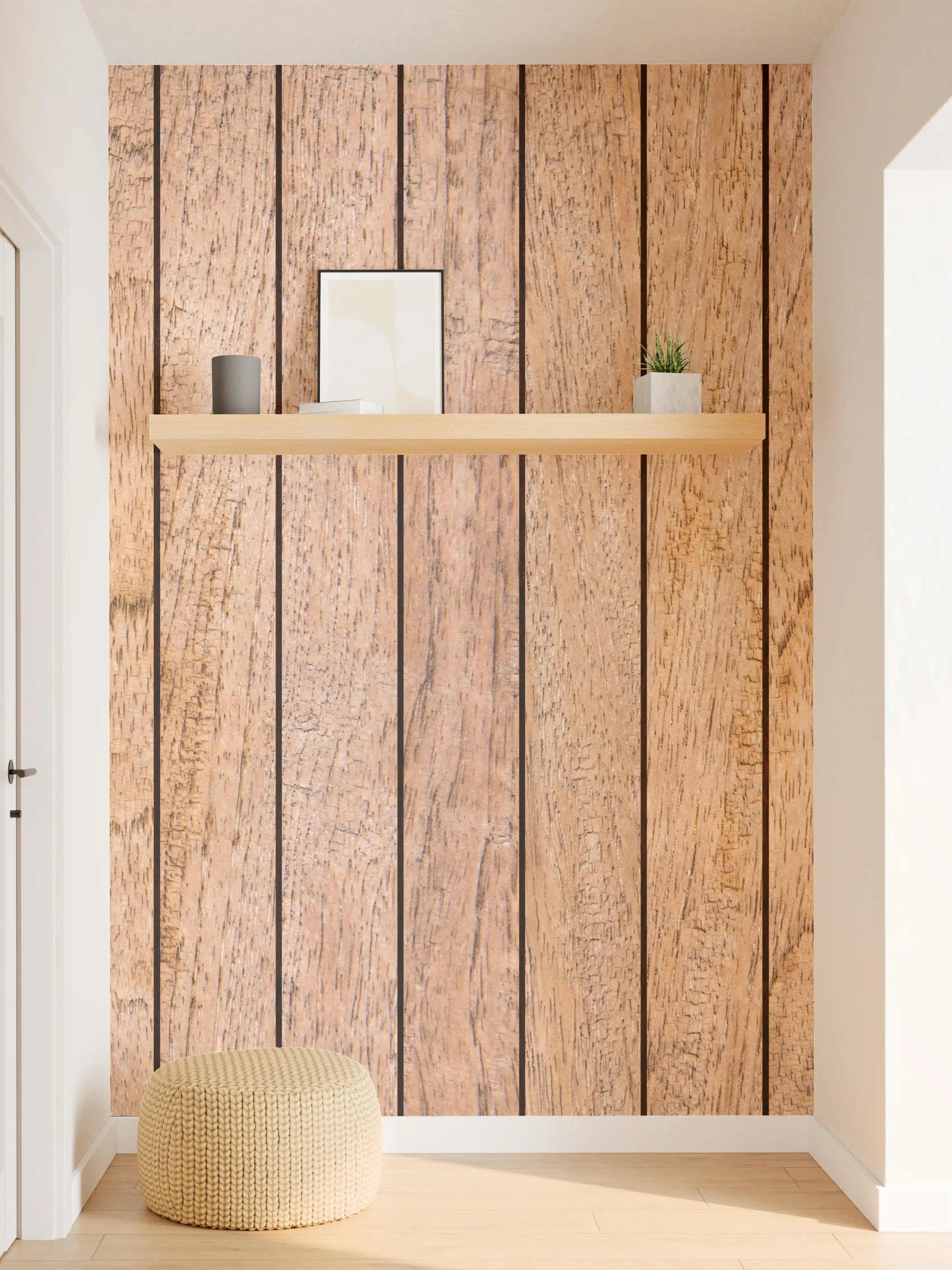 Wandverkleidung Flur - Holzbohlen im Garten