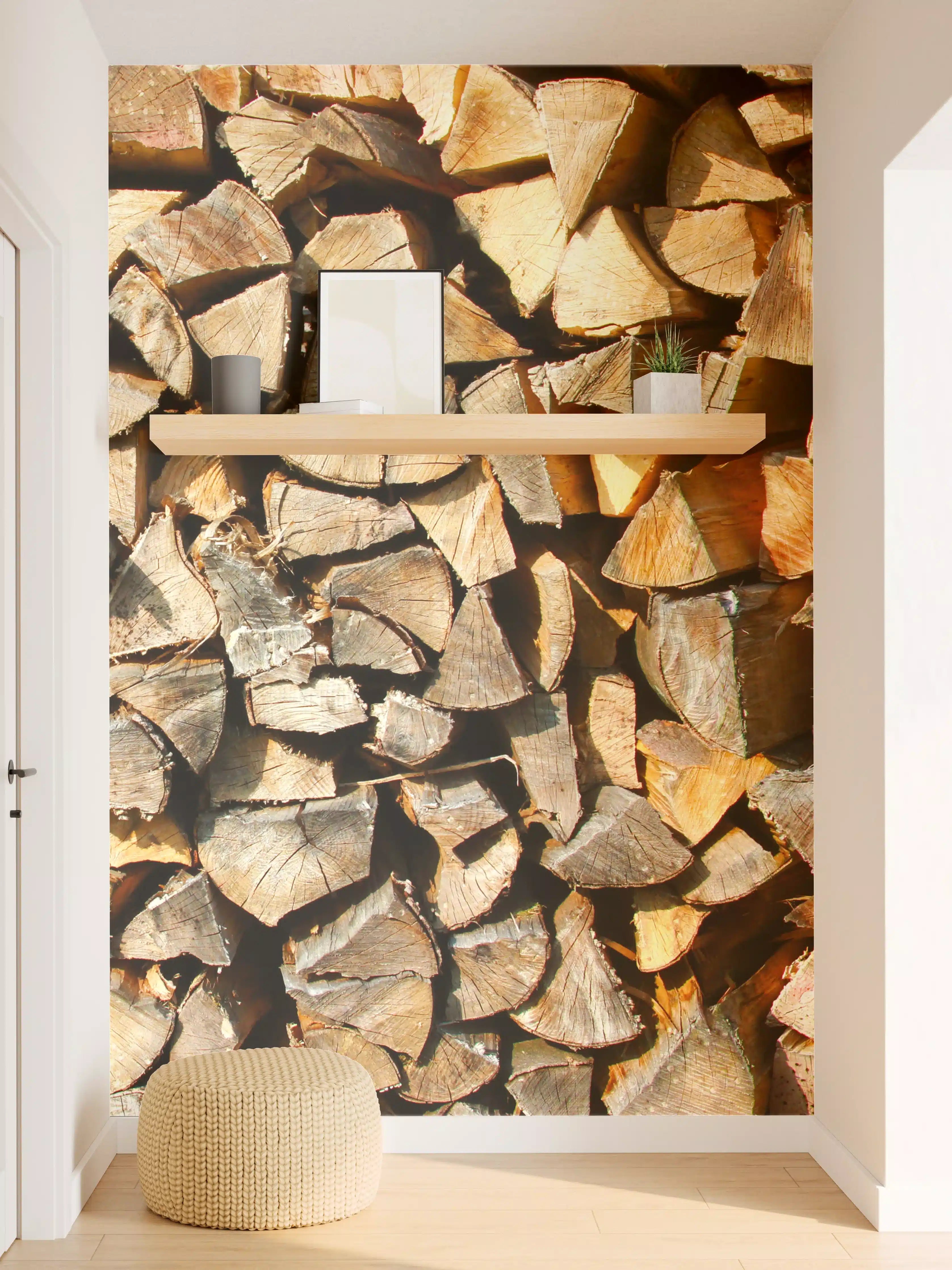 Wandverkleidung Flur - Holzstämme
