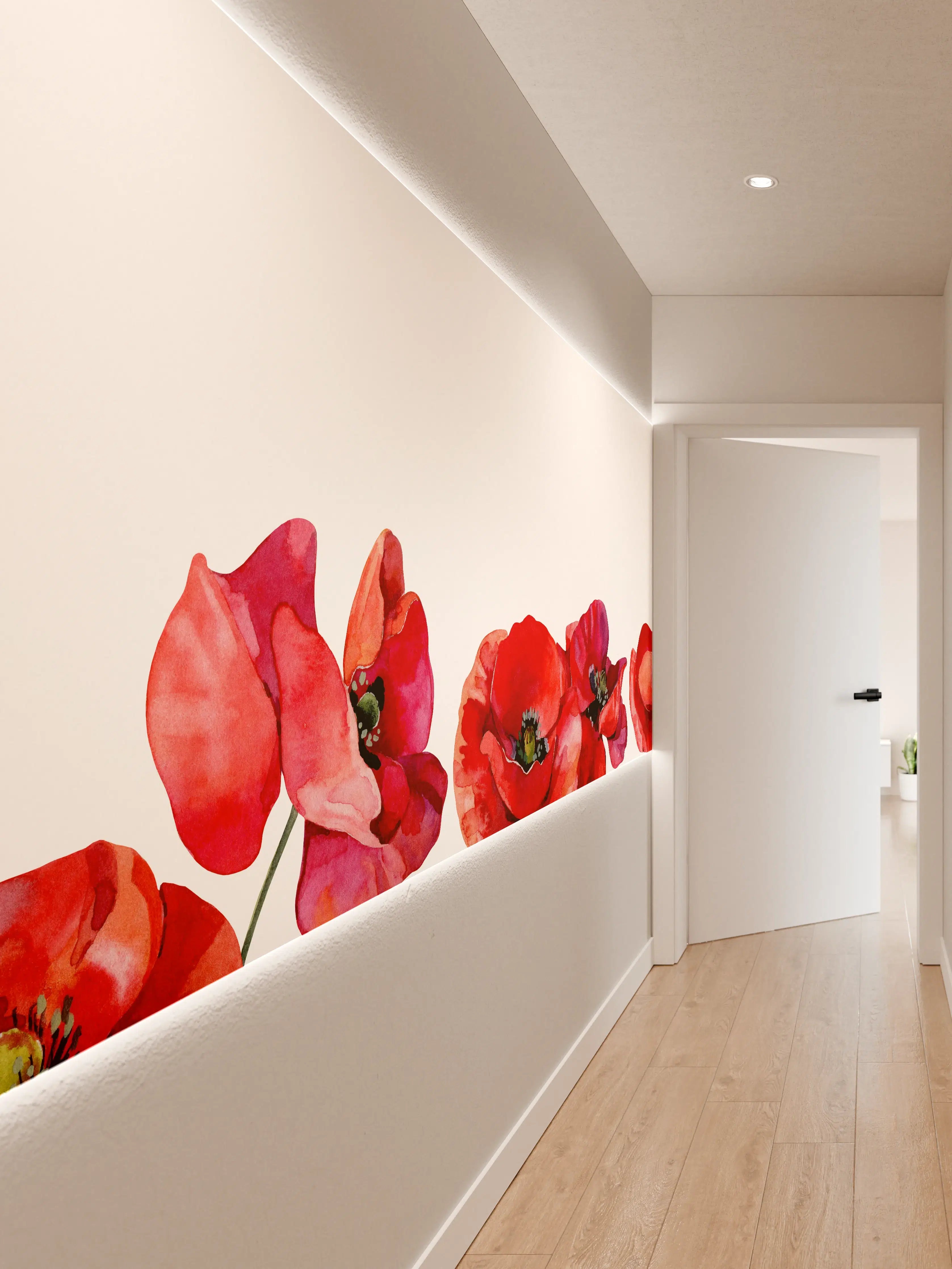 Wandverkleidung Flur - Horizontale scharlachroten Mohnblumen