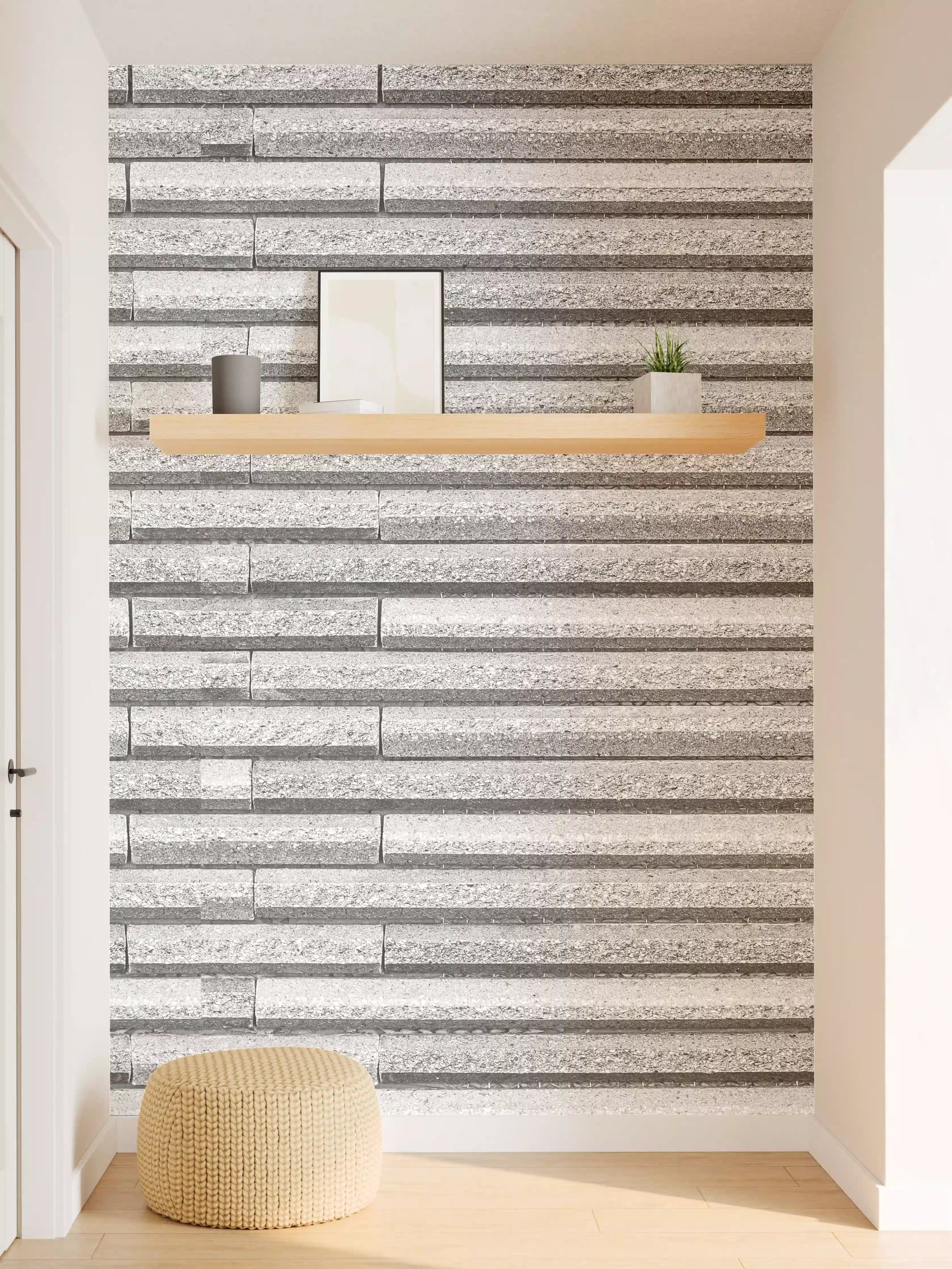Wandverkleidung Flur - Horizontale weiße Steinwand Textur