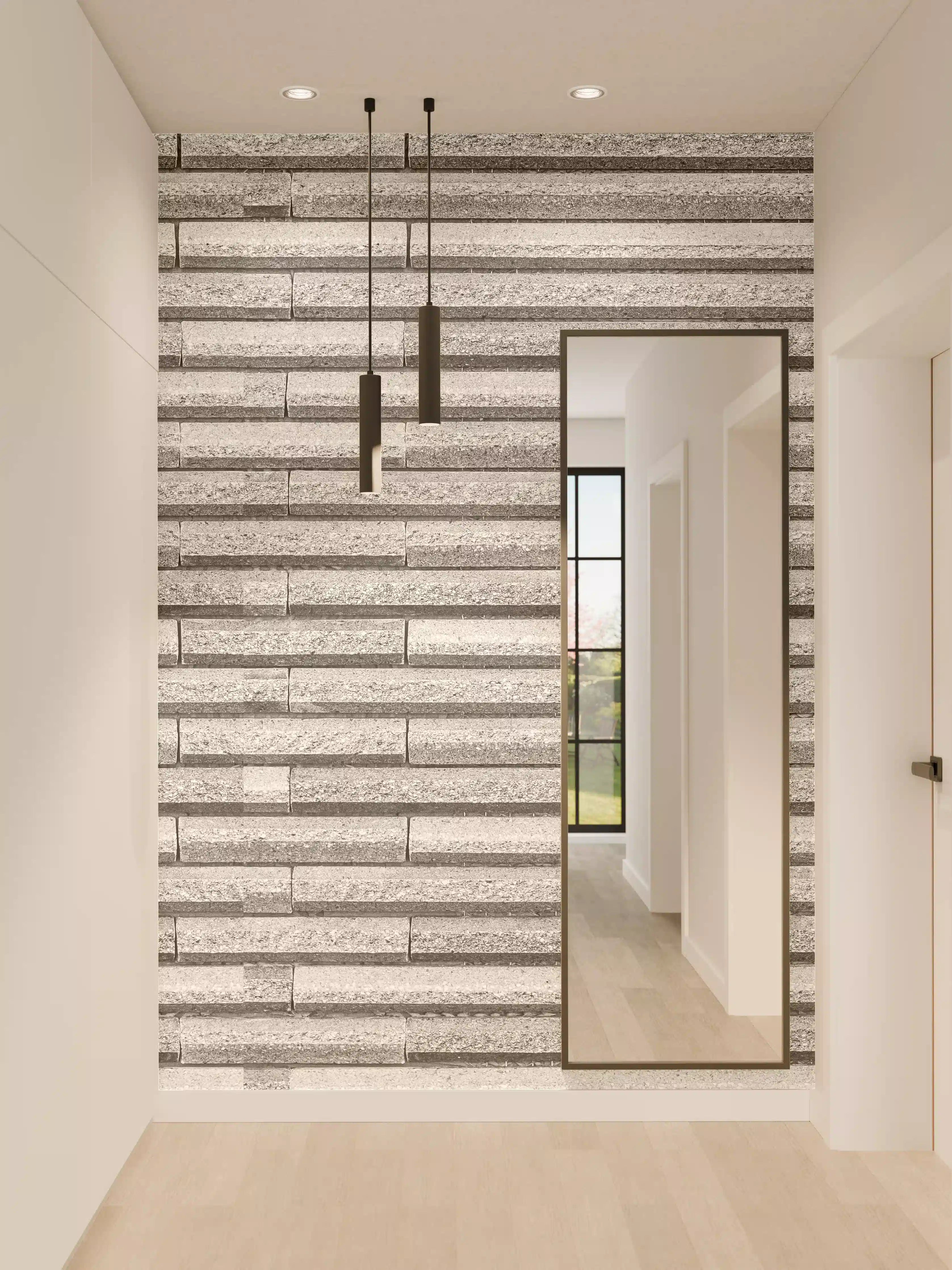 Wandverkleidung Flur - Horizontale weiße Steinwand Textur