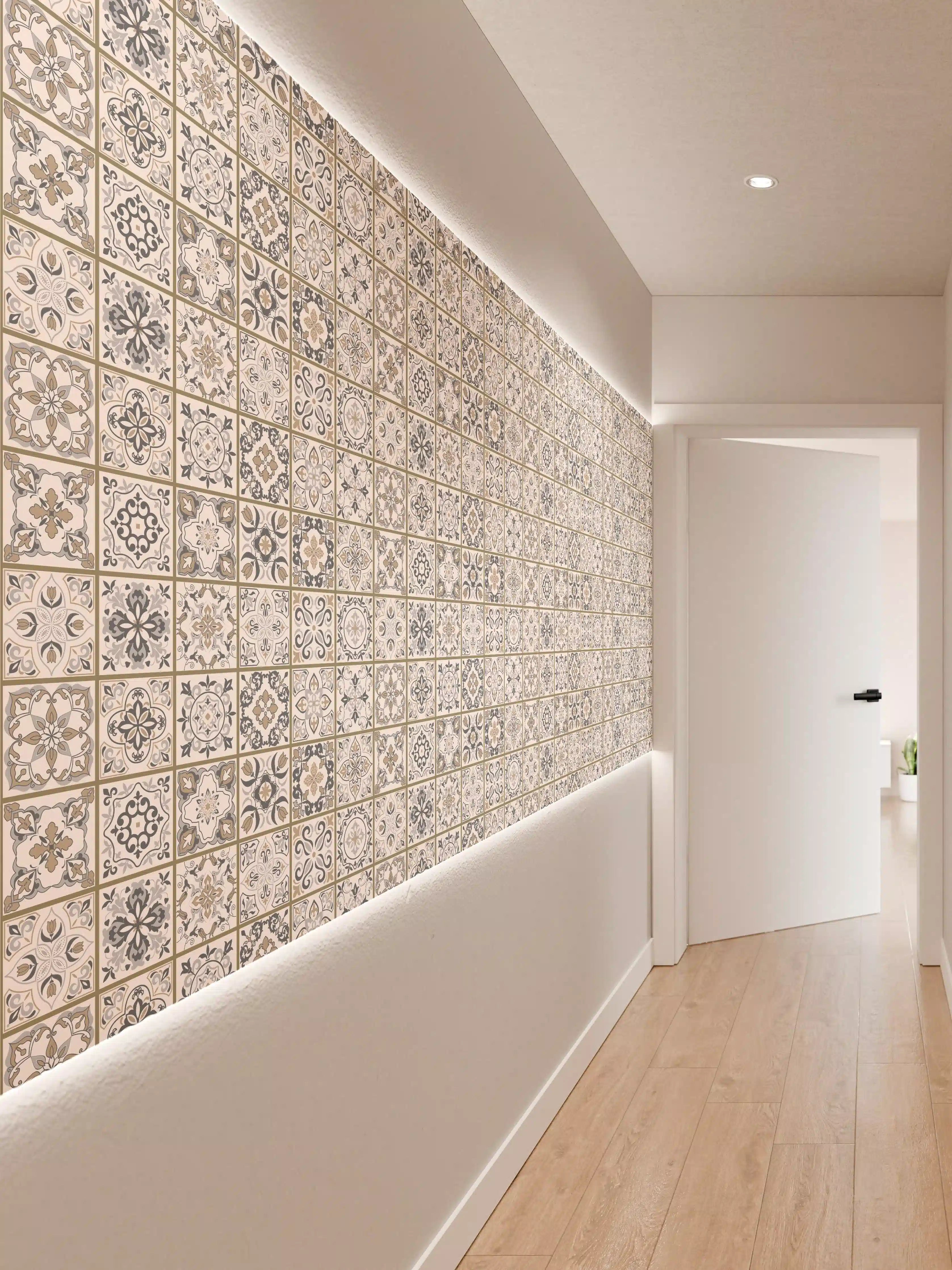 Wandverkleidung Flur - Hübsche Fliesenmuster in neutralen Farben
