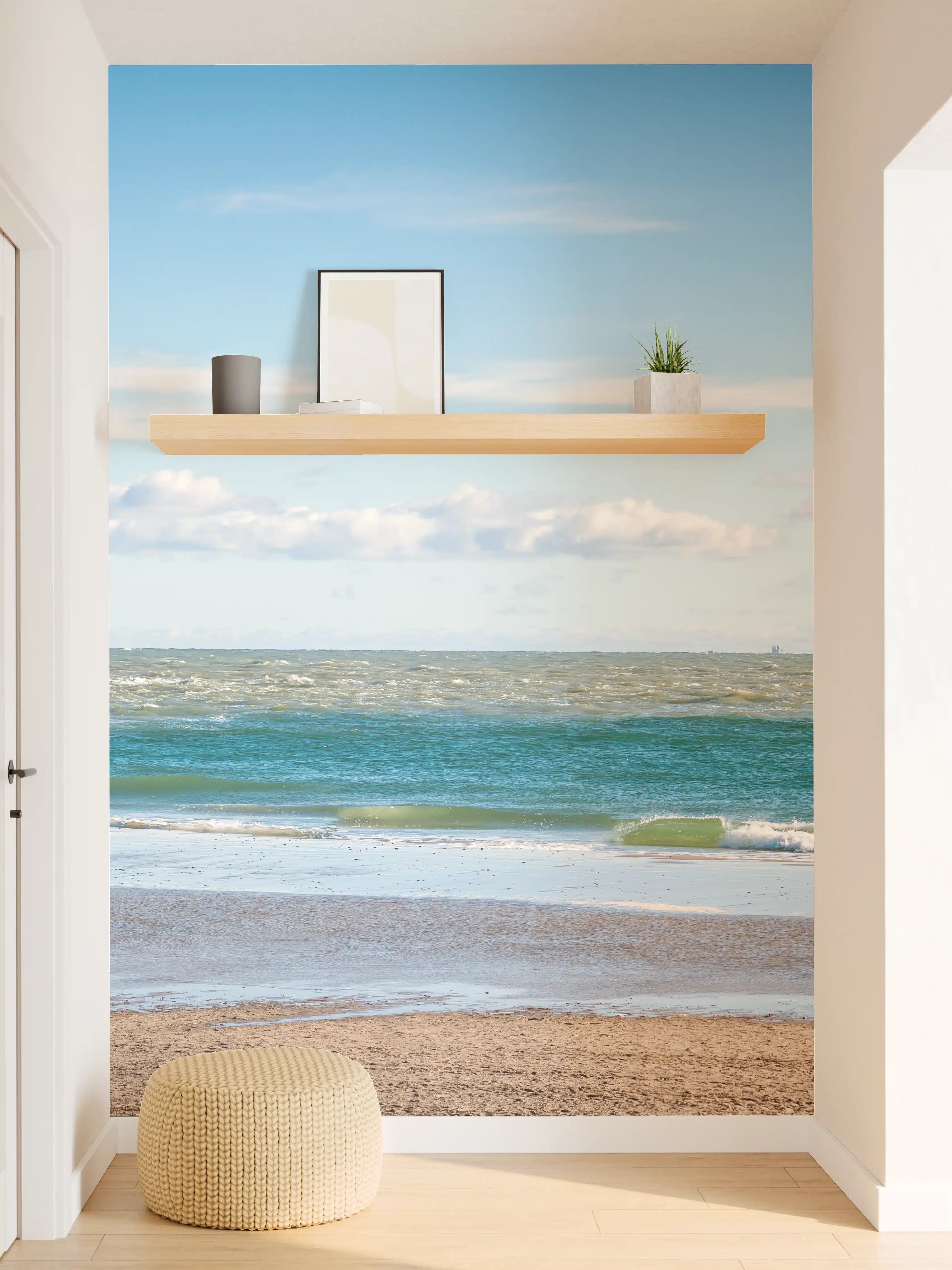 Wandverkleidung Flur - Idyllische Küstenlandschaft mit sanften Wellen