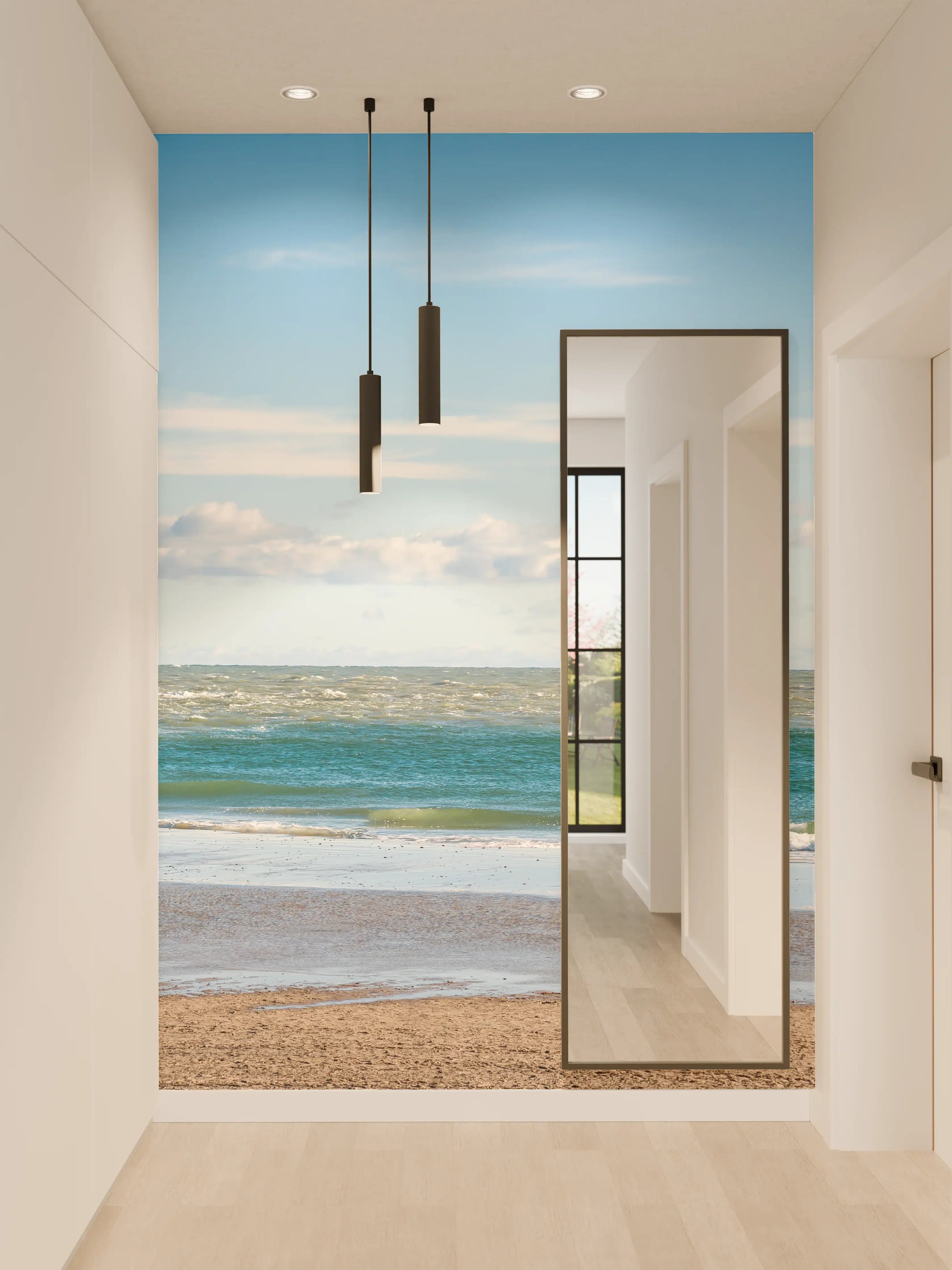 Wandverkleidung Flur - Idyllische Küstenlandschaft mit sanften Wellen