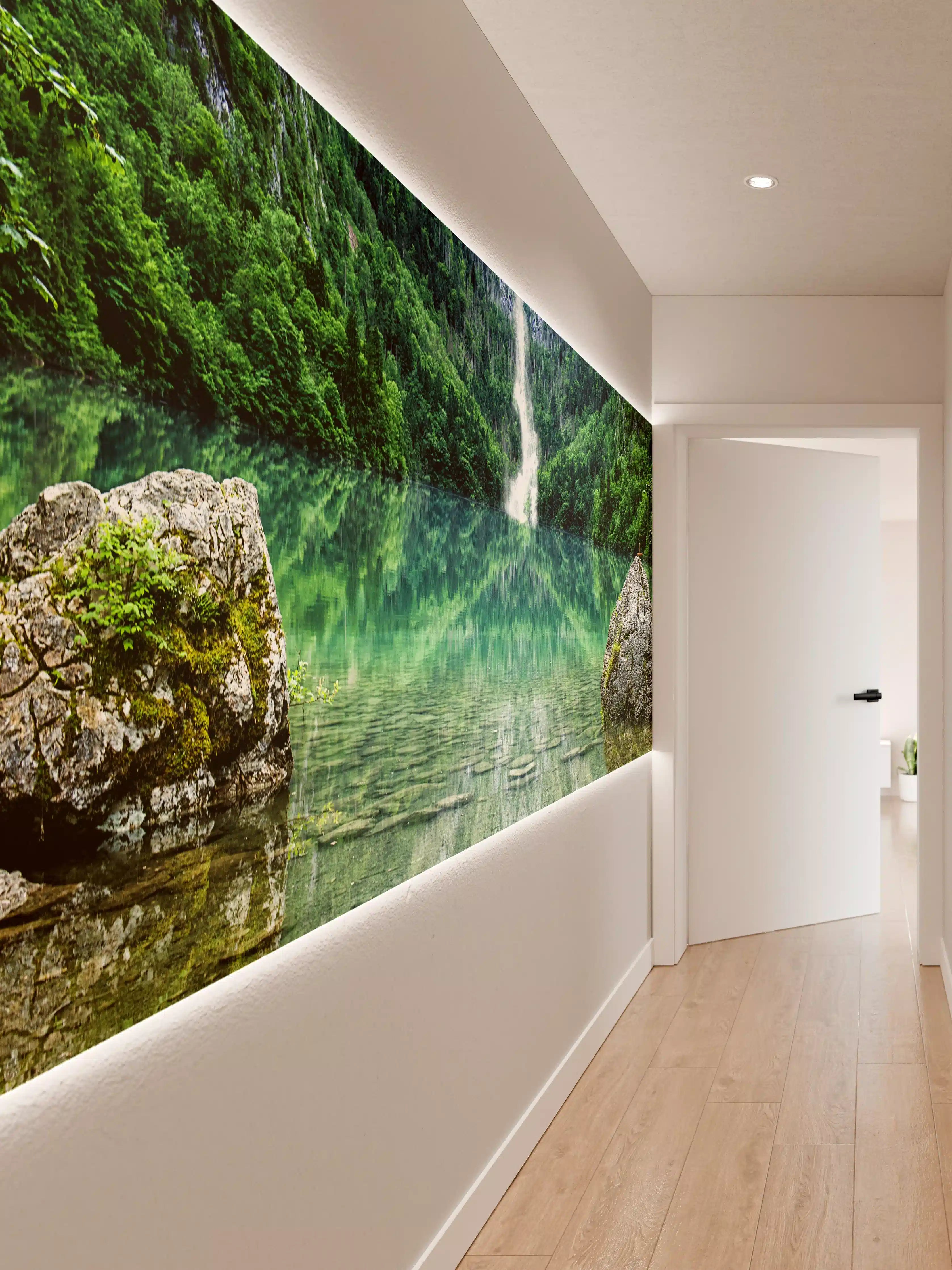 Wandverkleidung Flur - Idyllische Naturiche mit Wasserfall