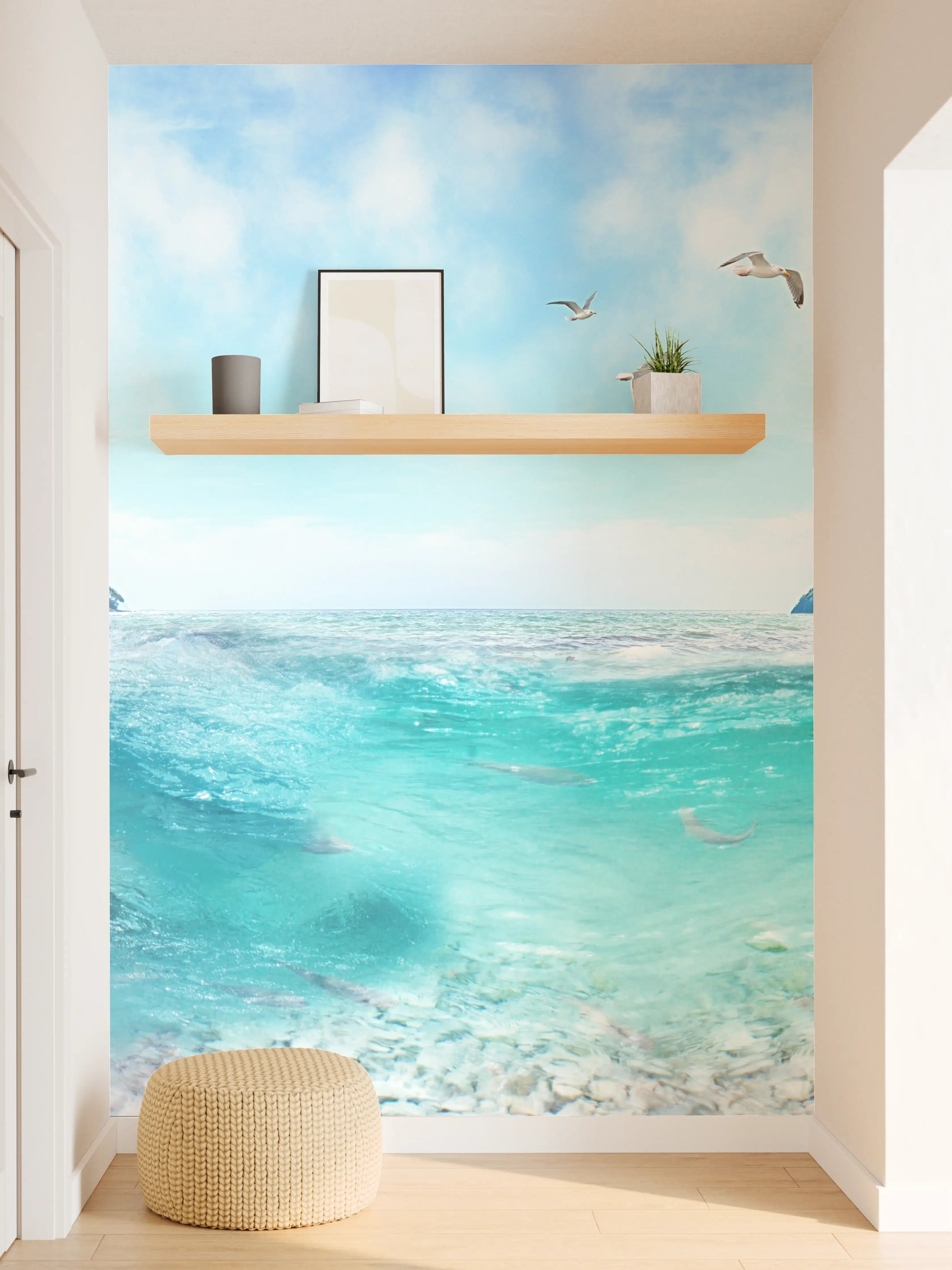 Wandverkleidung Flur - Idyllischer Fluss inmitten von Natur, Wasserlandschaft